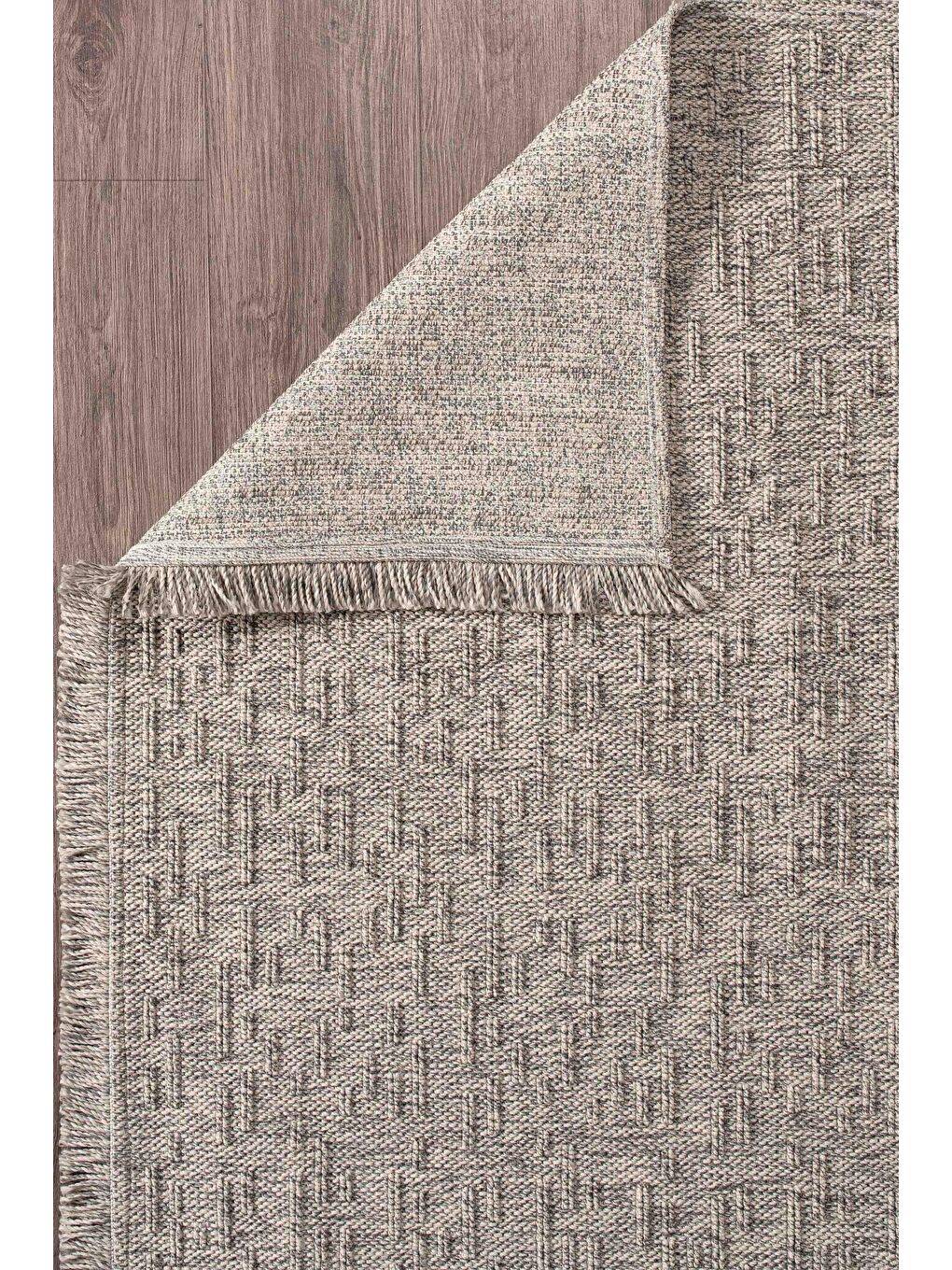 Konfor Halı Gri Vlora 4765 Jüt Hasır Bukle Örme Kilim-80x300 - 3