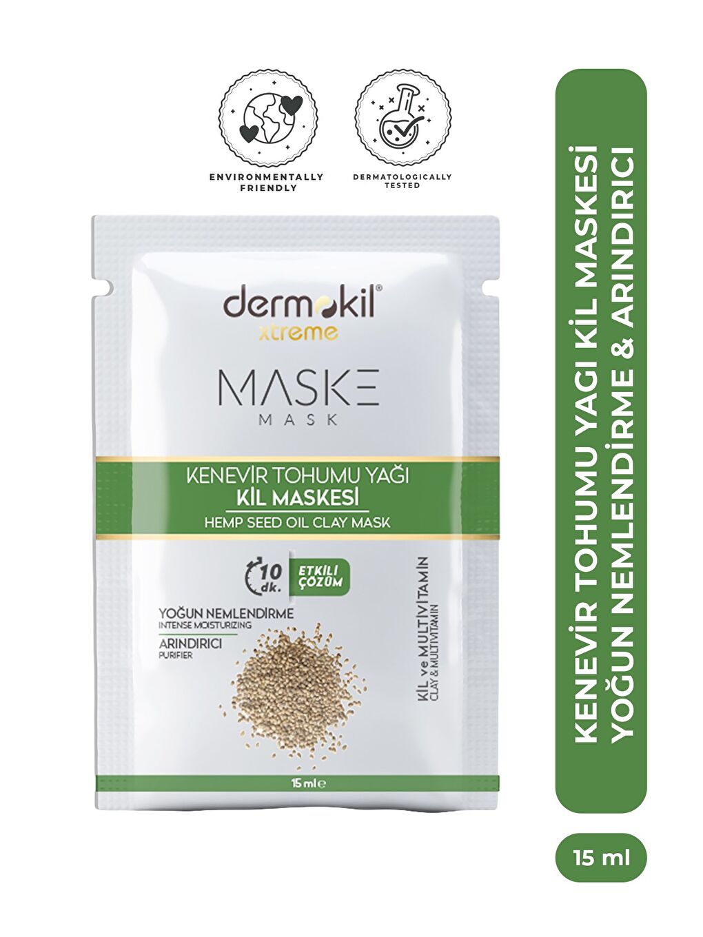 Yoğun Nemlendirici & Arındırıcı Kenevir Tohumu Yağlı Kil Maskesi 15 ml x 10 Adet-1