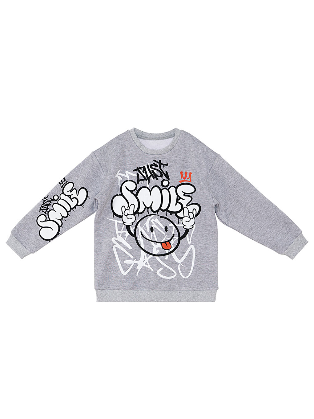 Denokids Gri Just Smile Erkek Çocuk Gri Sweatshirt - 2