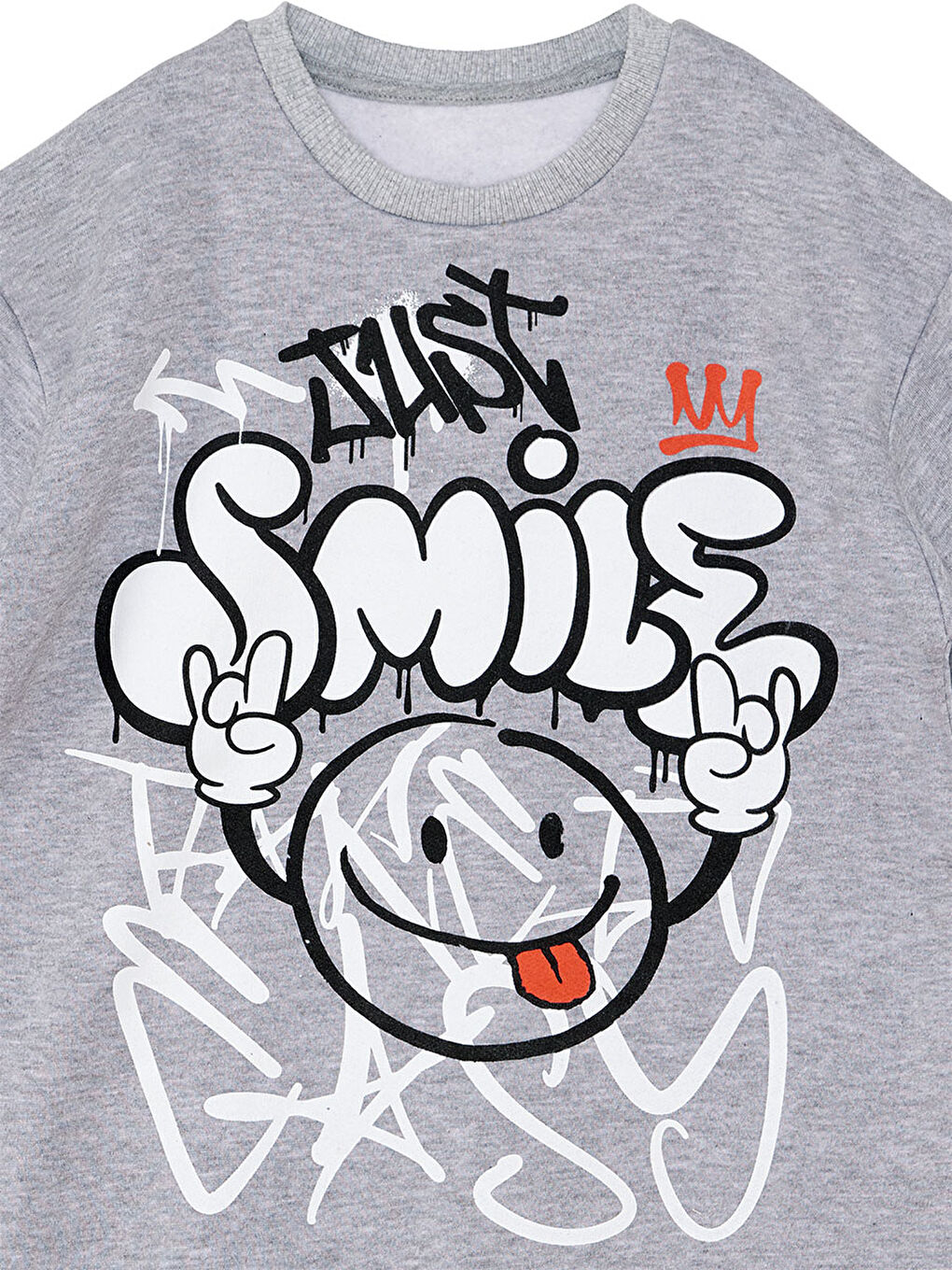 Denokids Gri Just Smile Erkek Çocuk Gri Sweatshirt - 4