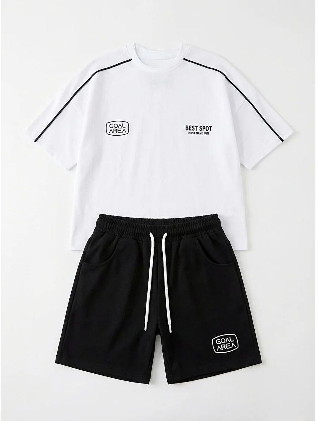 Karışık Erkek Çocuk Pamuklu Siyah Şortlu T-Shirt Takım-1