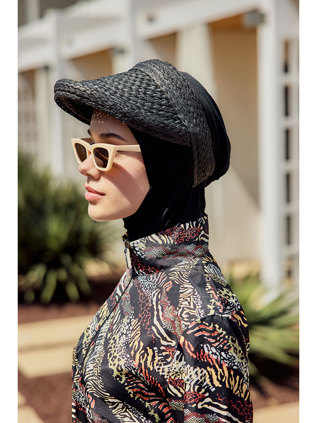 Önü Katlama Detaylı Vizör Hasır Şapka Güneş Koruyucu Siperlik RŞ-2113 Siyah01-3