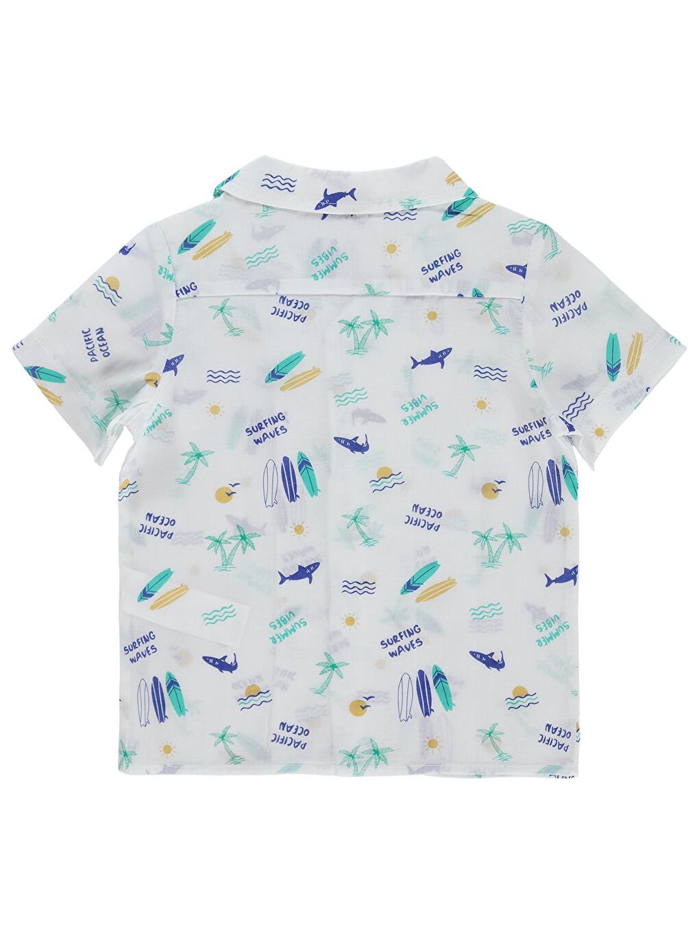 Boys Köpekbalığı Palmiye Baskılı 2-5 Yaş Gömlek - Beyaz-1