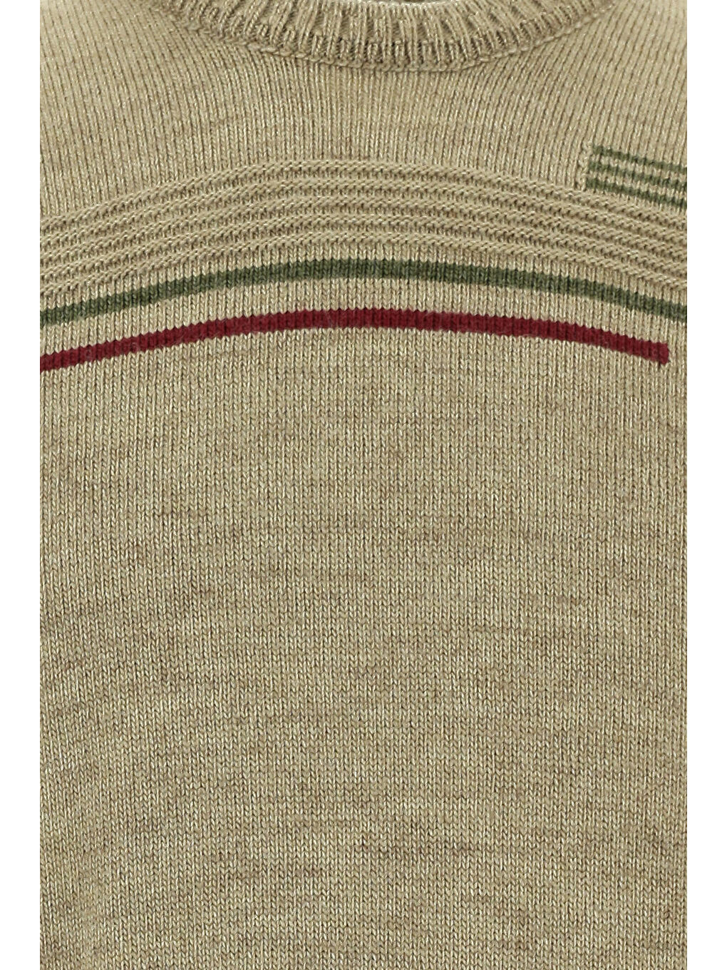 Bej Bisiklet Yaka Regular Fit Desenli Triko Kazak-4