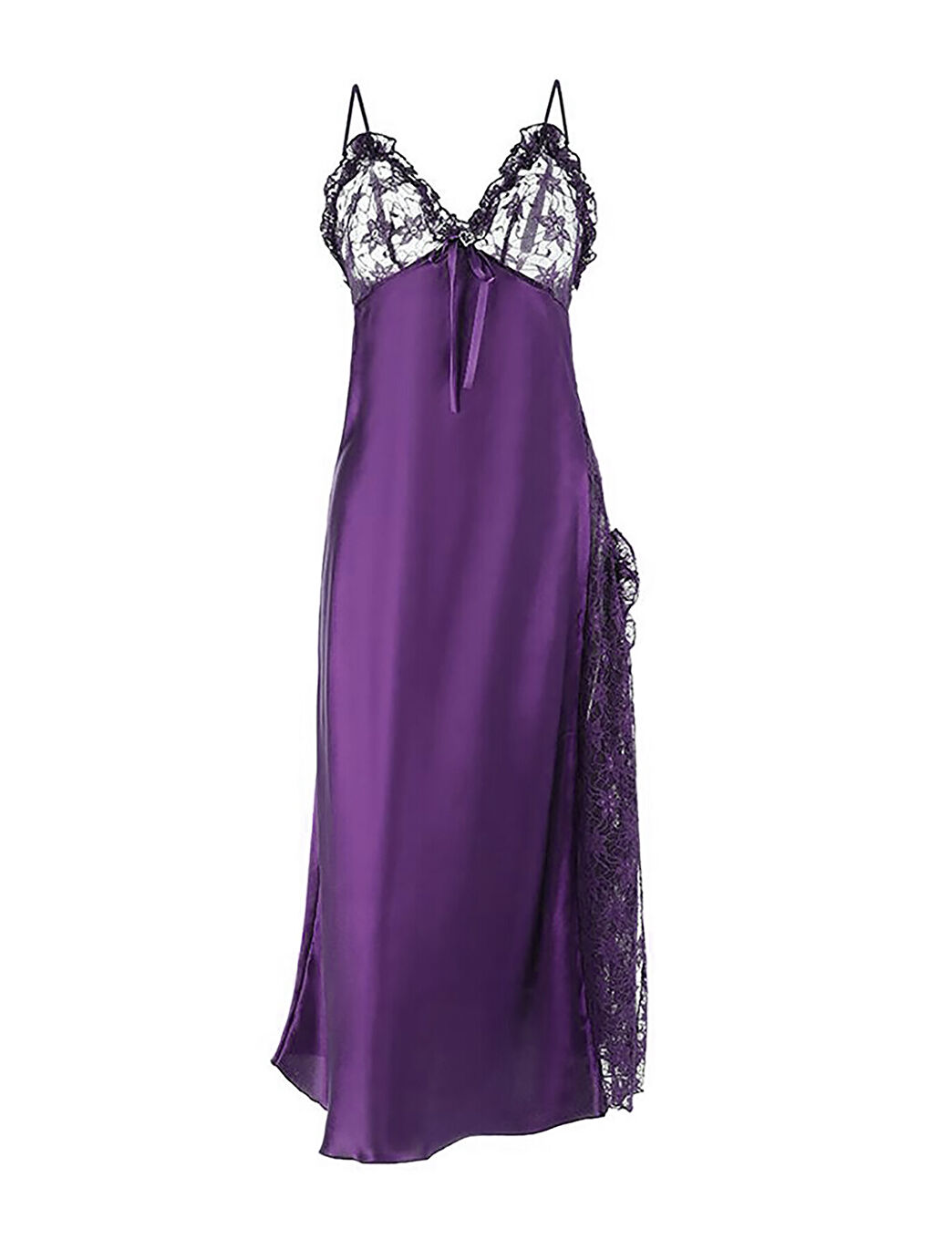 Mor Saten Fantezi Gecelik