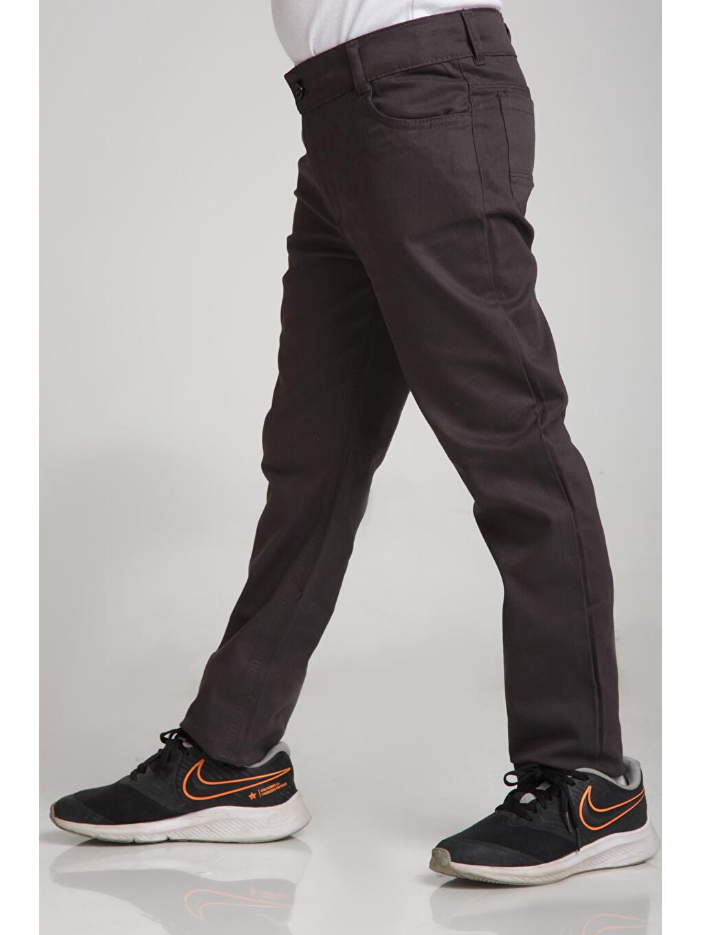 Gri Slim Fit Erkek Çocuk Okul Pantolon-1