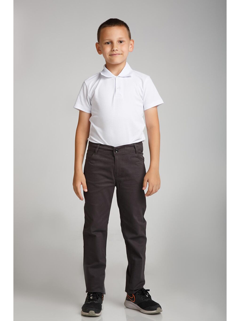 Gri Slim Fit Erkek Çocuk Okul Pantolon-3