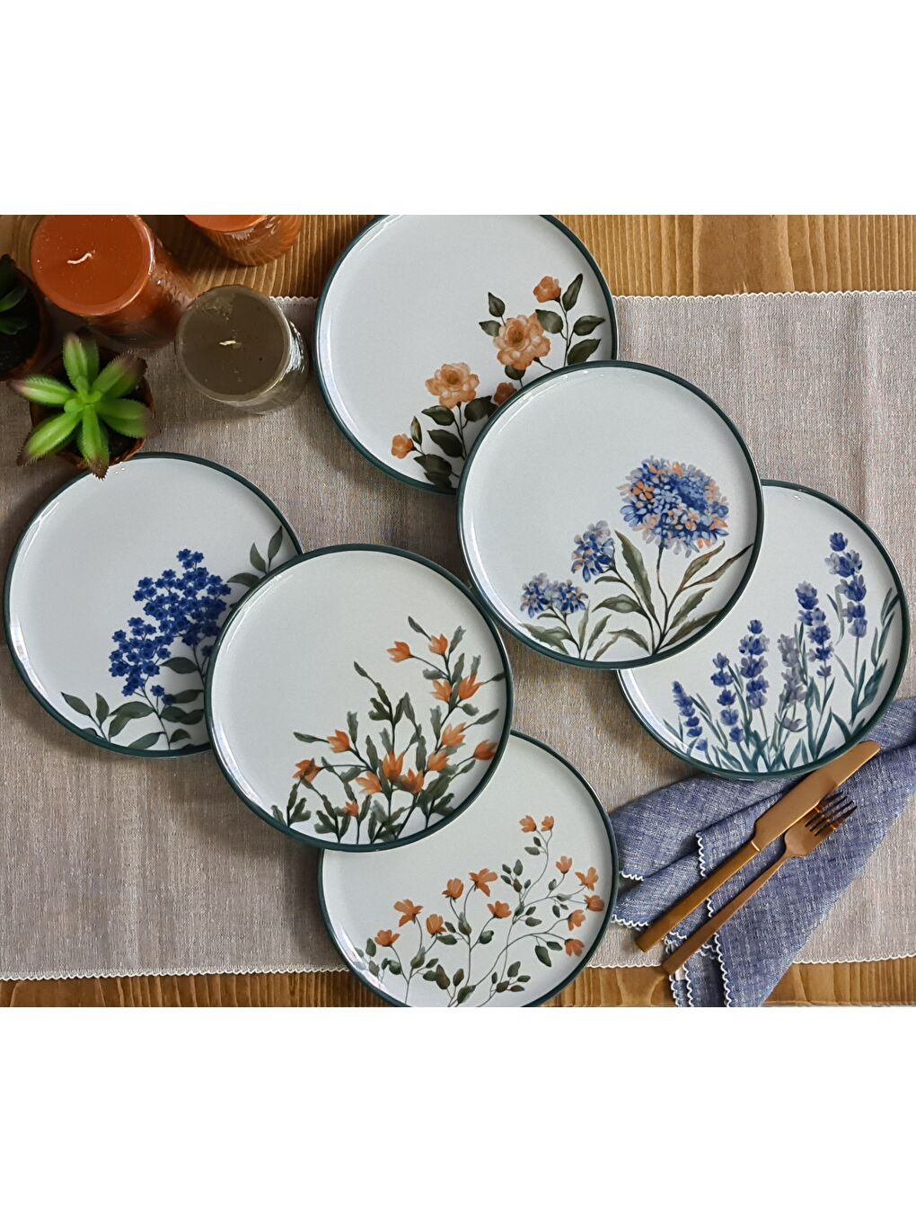 PORLAND Beyaz Flower Garden Pasta Tabağı 20cm 6 Parça - 2