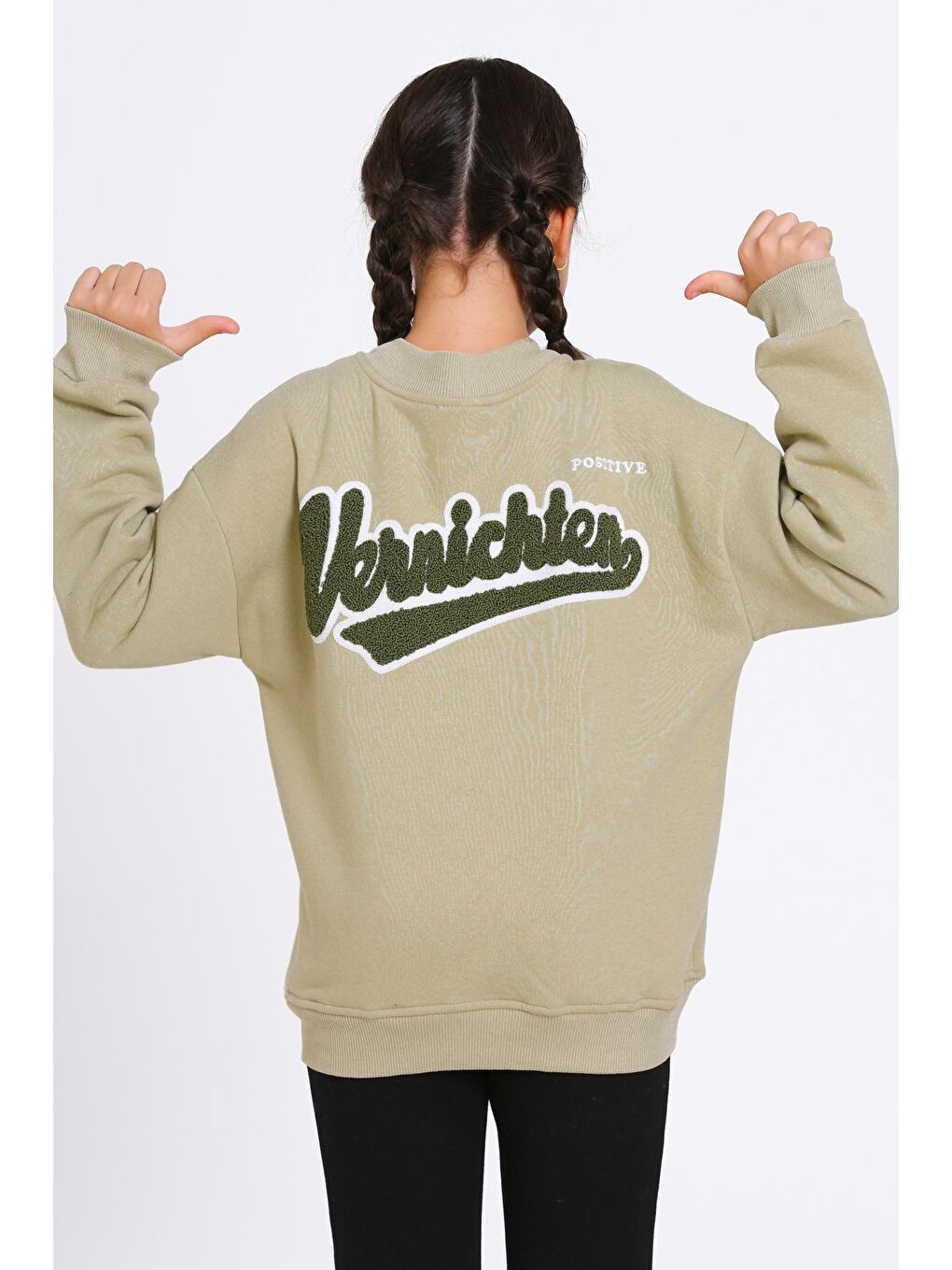 Kız Çocuk Haki Vernichten Nakışlı 8-12 Yaş Kolej  Ceket- 23214-4-4