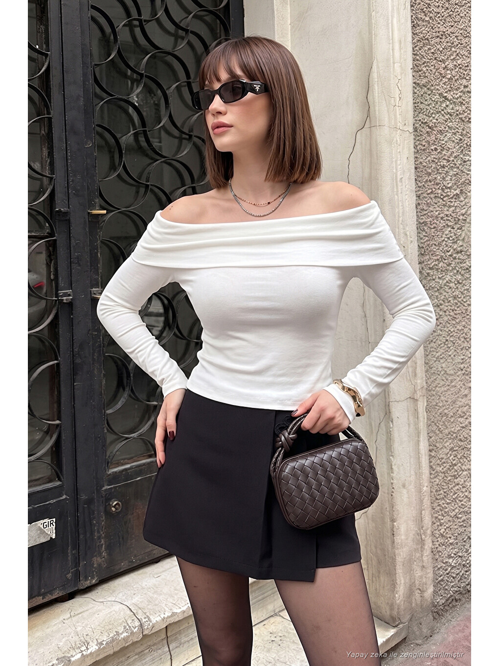 Ekru Pamuklu Fitted Kadın Bluz 5866862