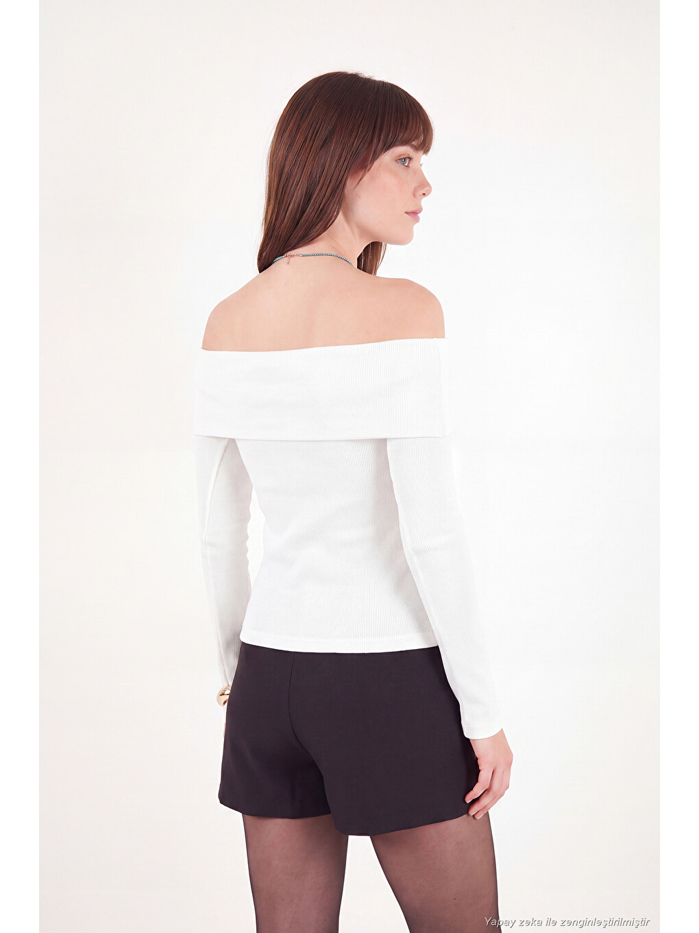 Ekru Pamuklu Fitted Kadın Bluz 5866862-6
