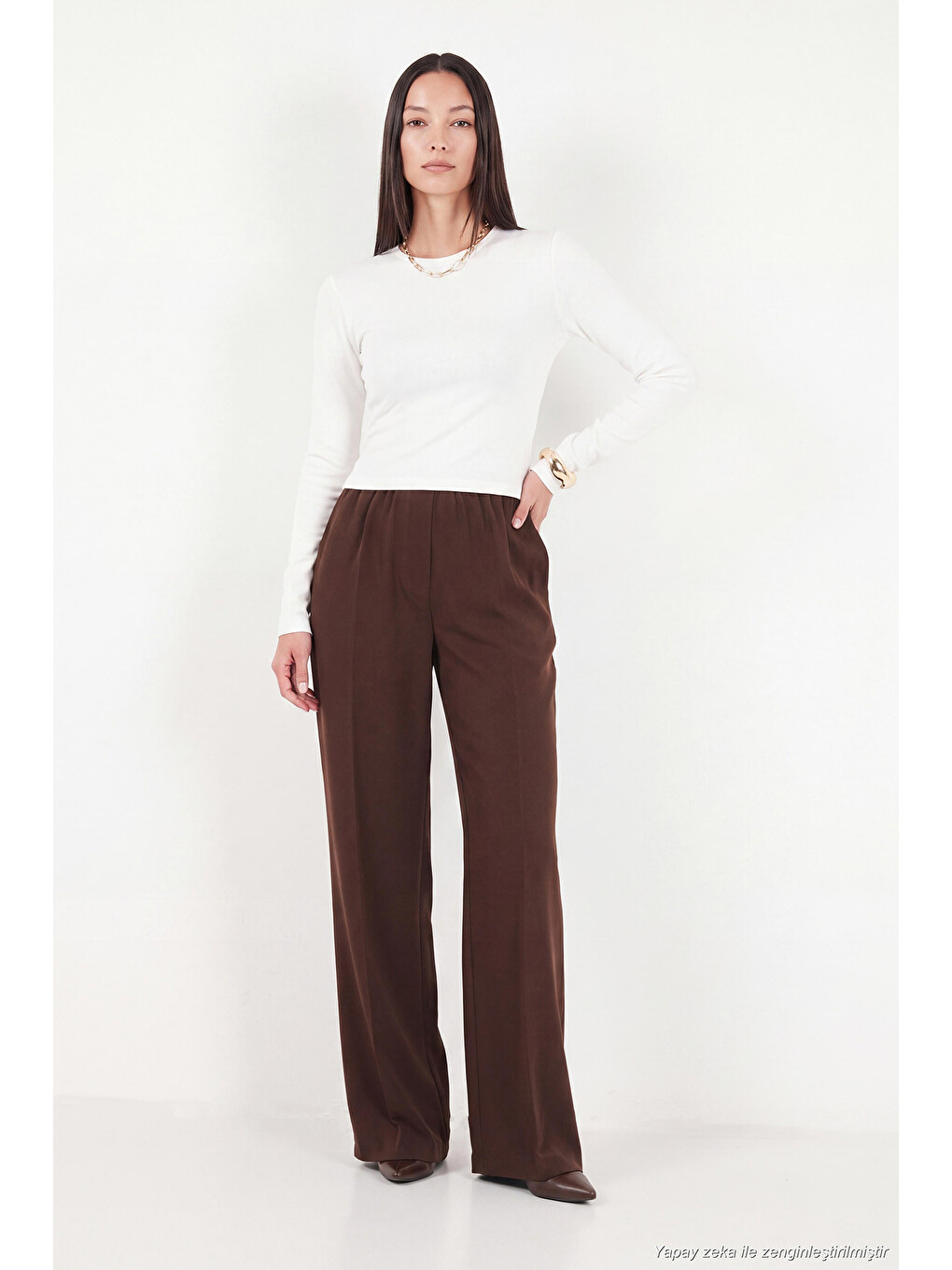 Ekru Pamuklu Bisiklet Yaka Crop Bluz 5867060-1