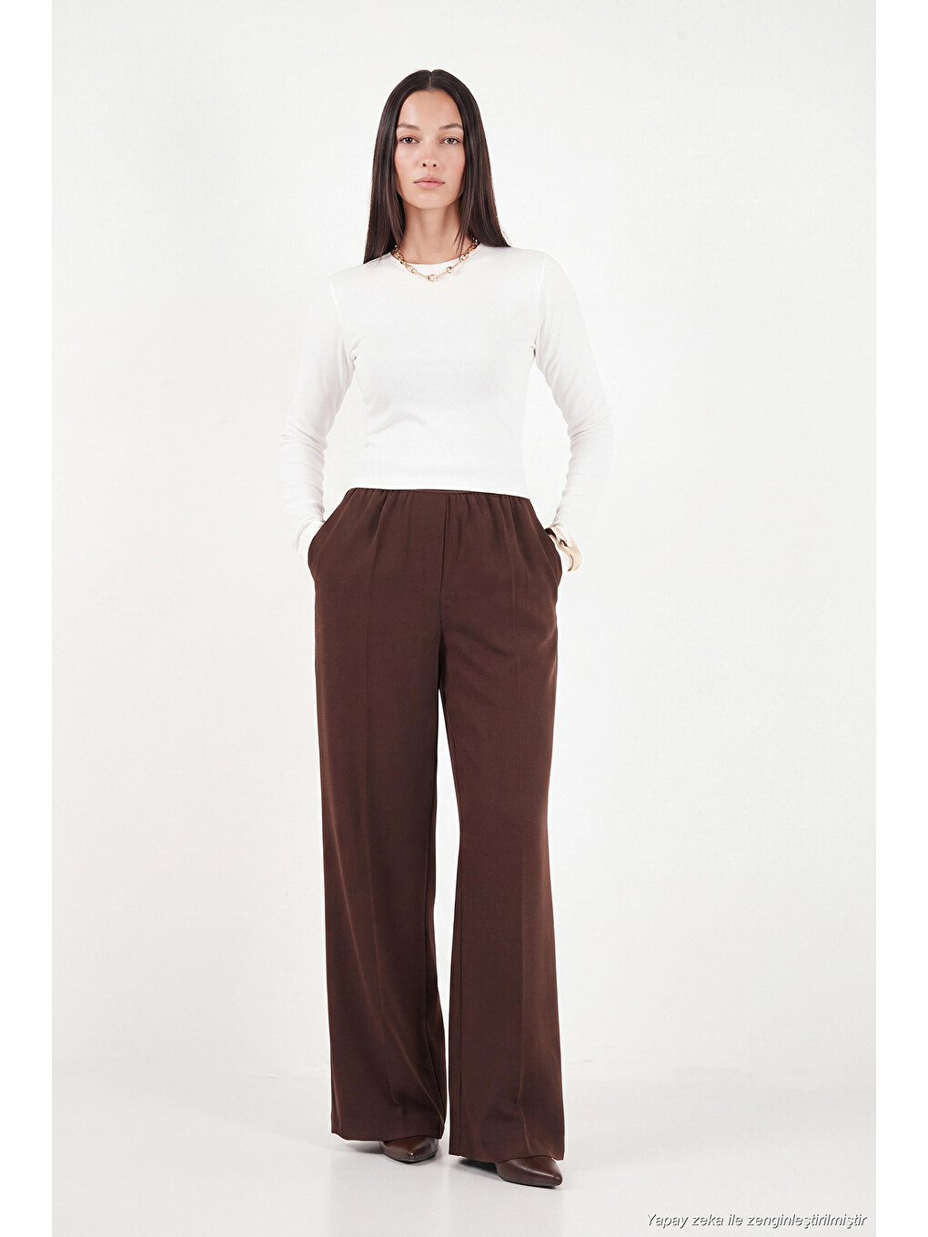 Ekru Pamuklu Bisiklet Yaka Crop Bluz 5867060-5