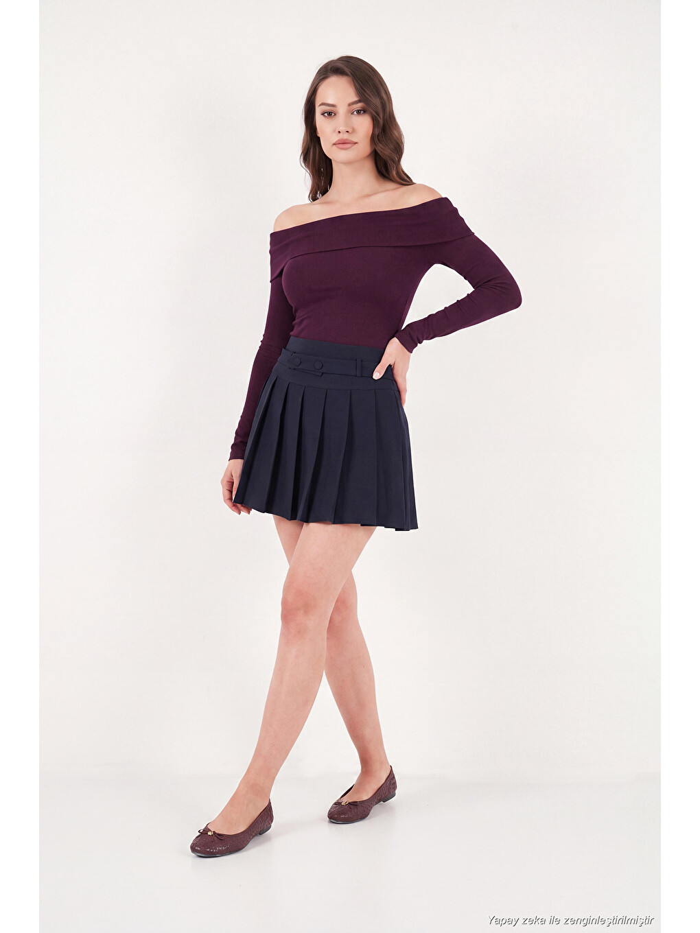 Mürdüm Pamuklu Fitted Kadın Bluz 5866862-1