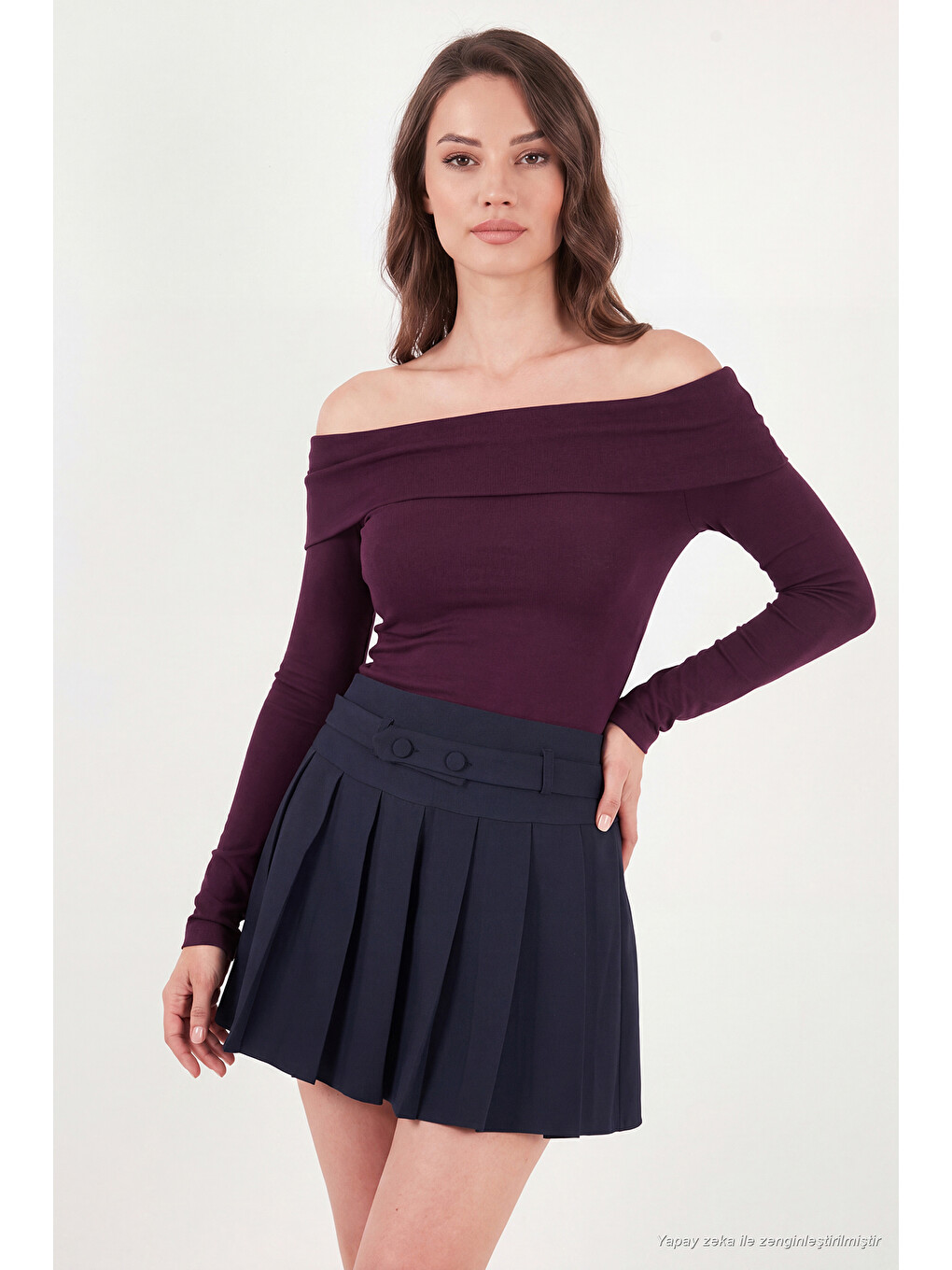 Mürdüm Pamuklu Fitted Kadın Bluz 5866862-2