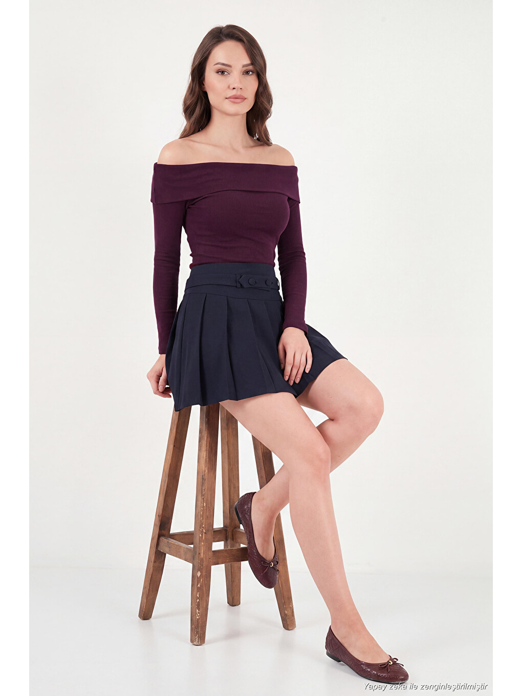 Mürdüm Pamuklu Fitted Kadın Bluz 5866862-4