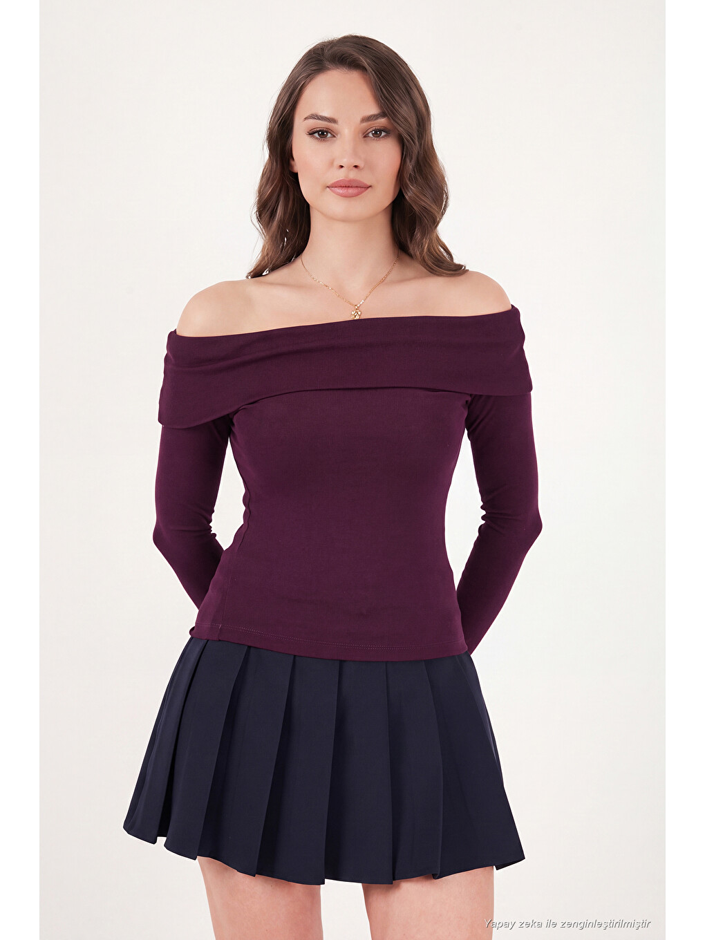 Mürdüm Pamuklu Fitted Kadın Bluz 5866862-5