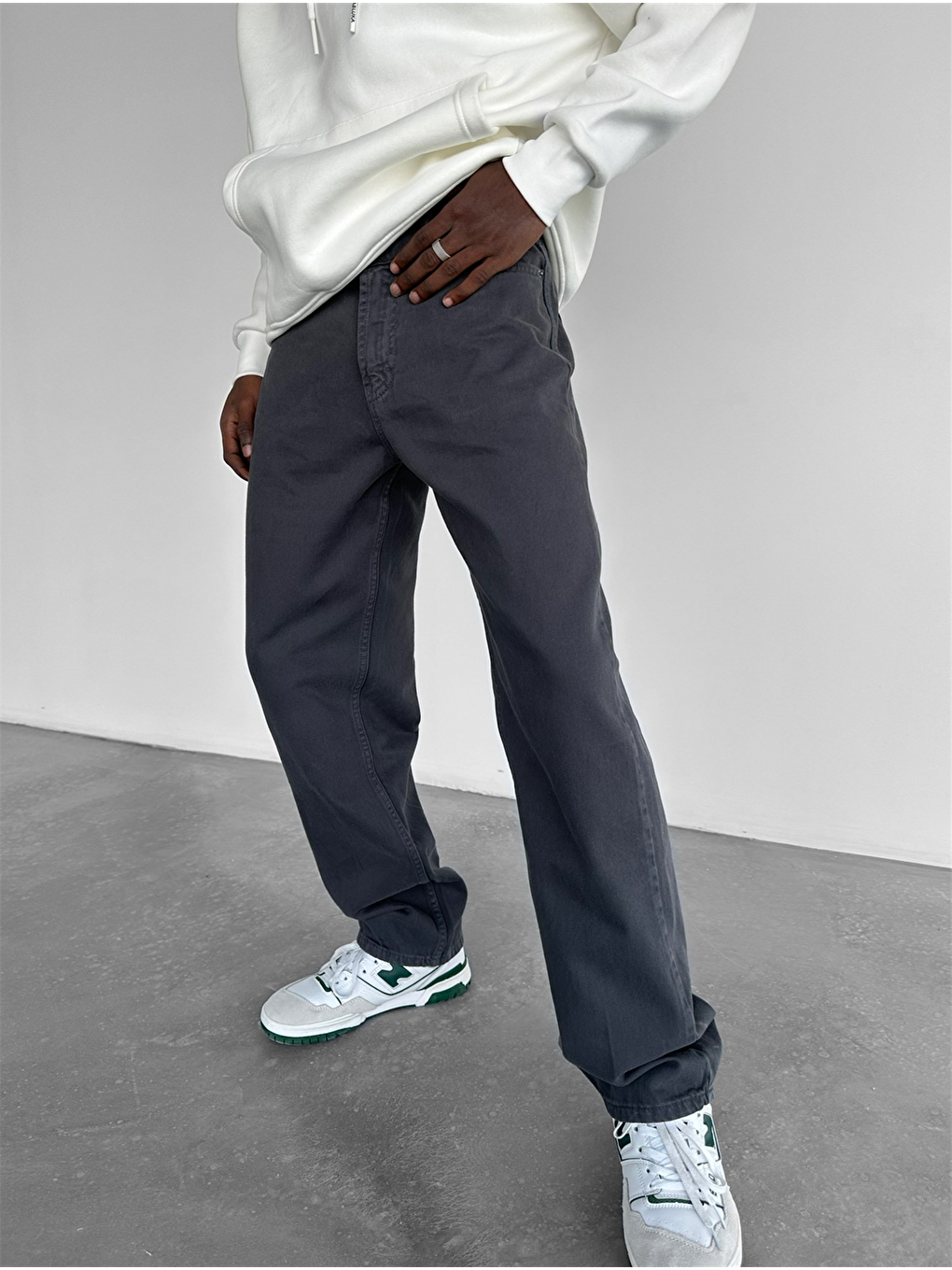 Yüksek Bel Erkek Pantolon Koyu Gri