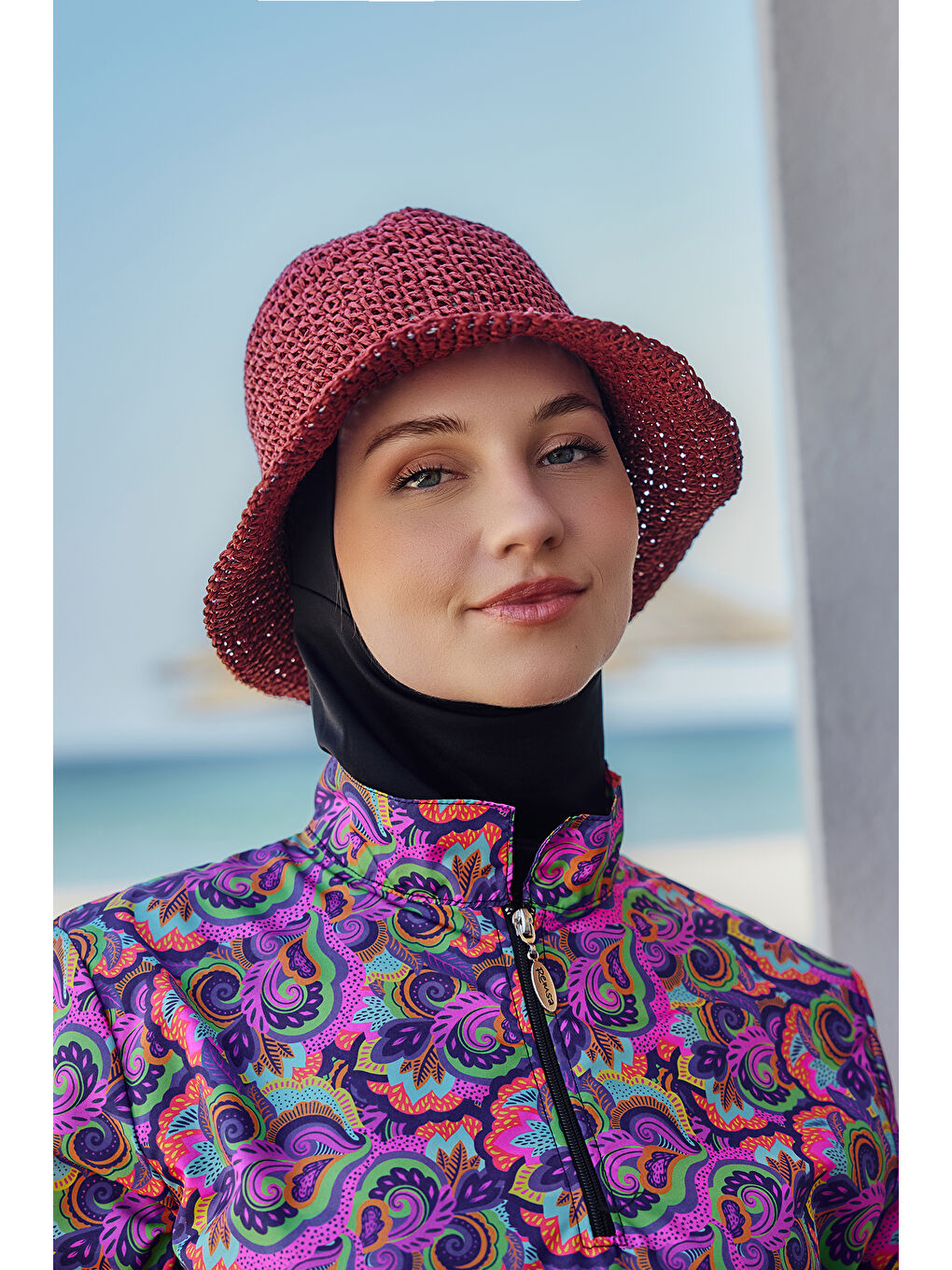 El Örgü Hasır Şapka RŞ-83 Bordo-1