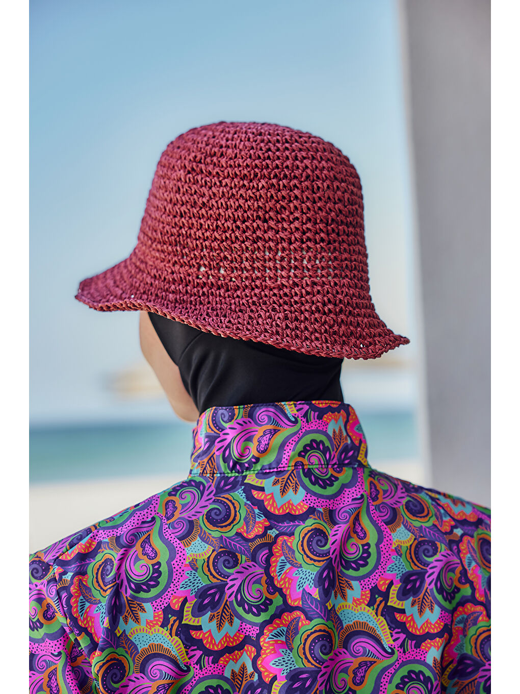 El Örgü Hasır Şapka RŞ-83 Bordo-2