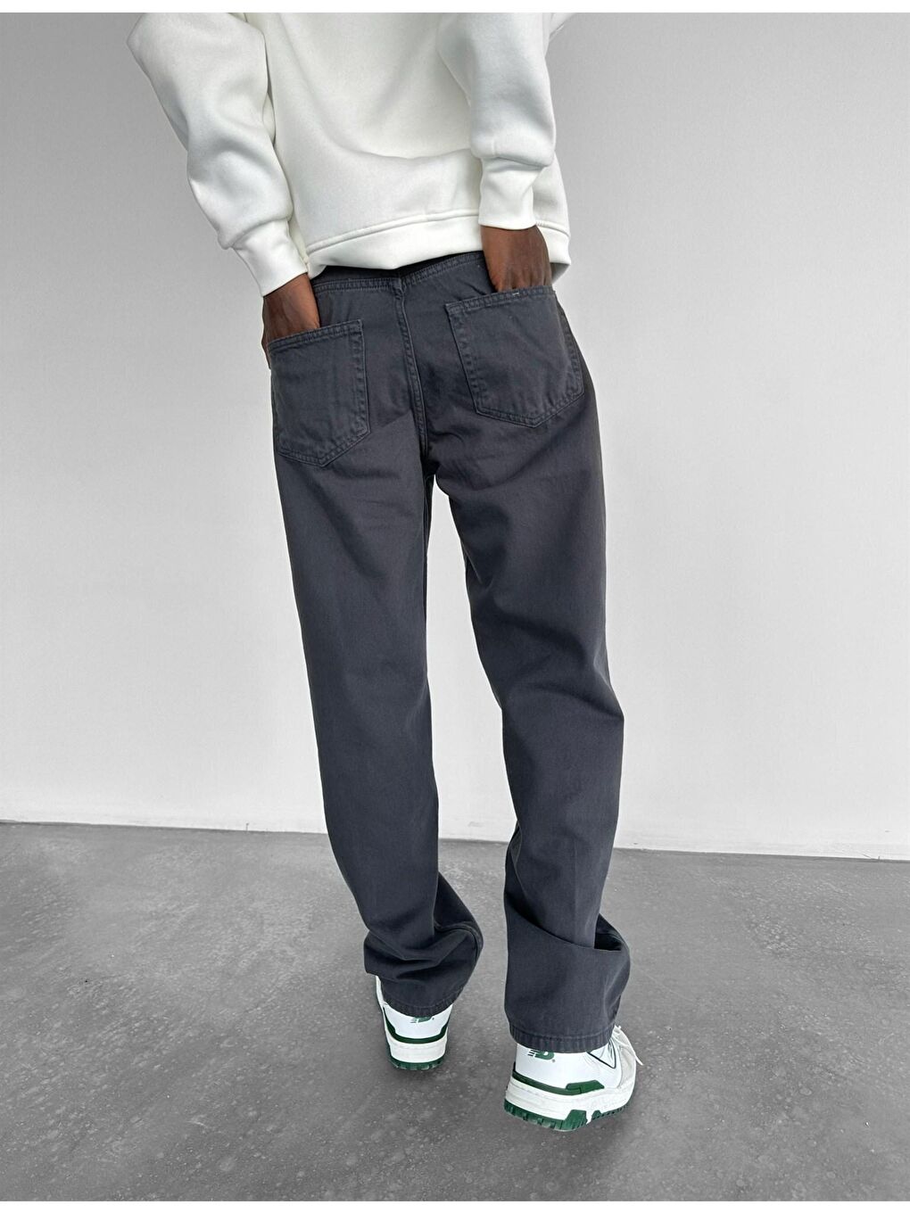 Yüksek Bel Erkek Pantolon Koyu Gri-1