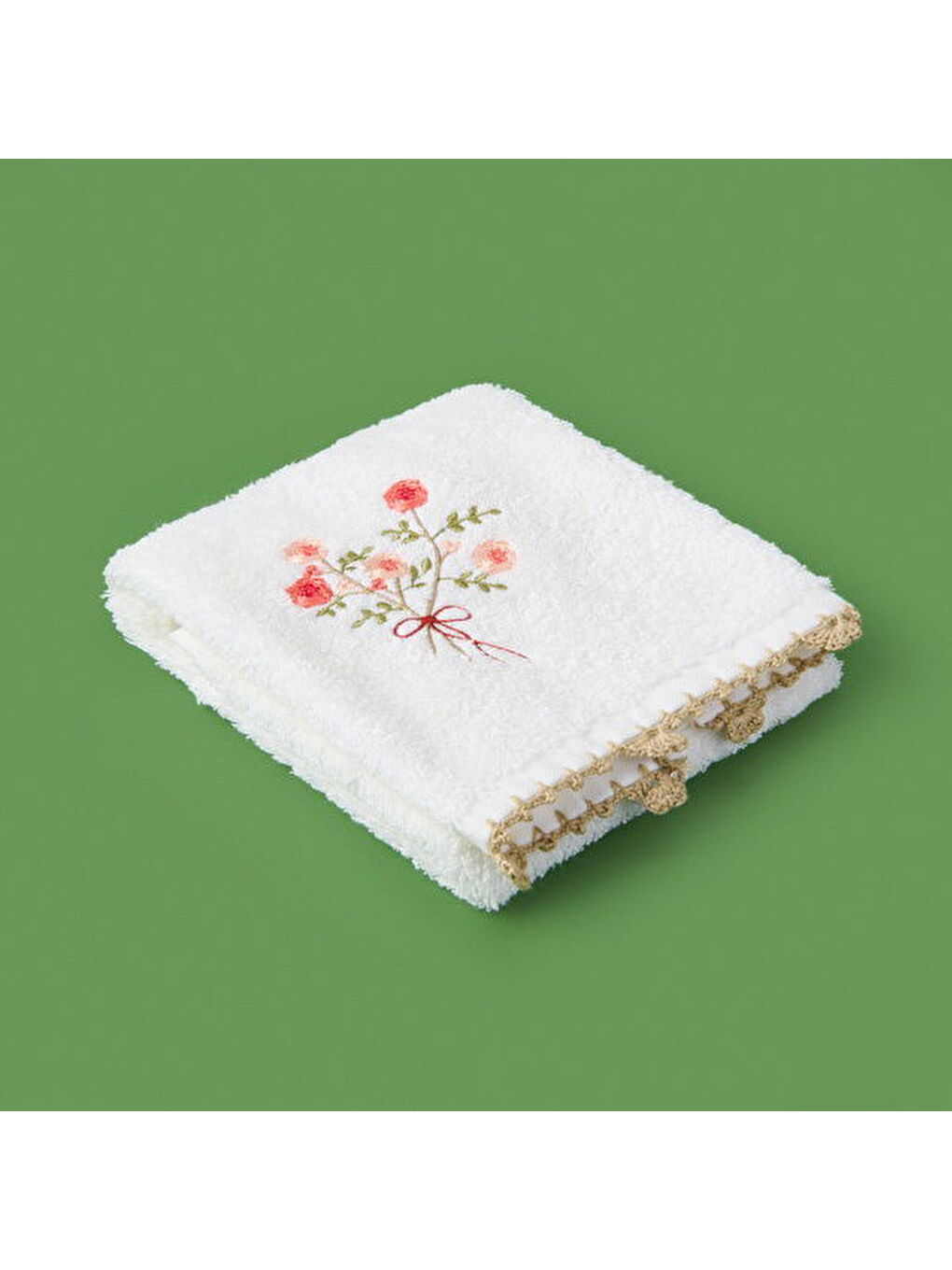 Soft Granny Summer Çiçek Nakışlı El Havlusu - Ekru - 30x50 cm-3