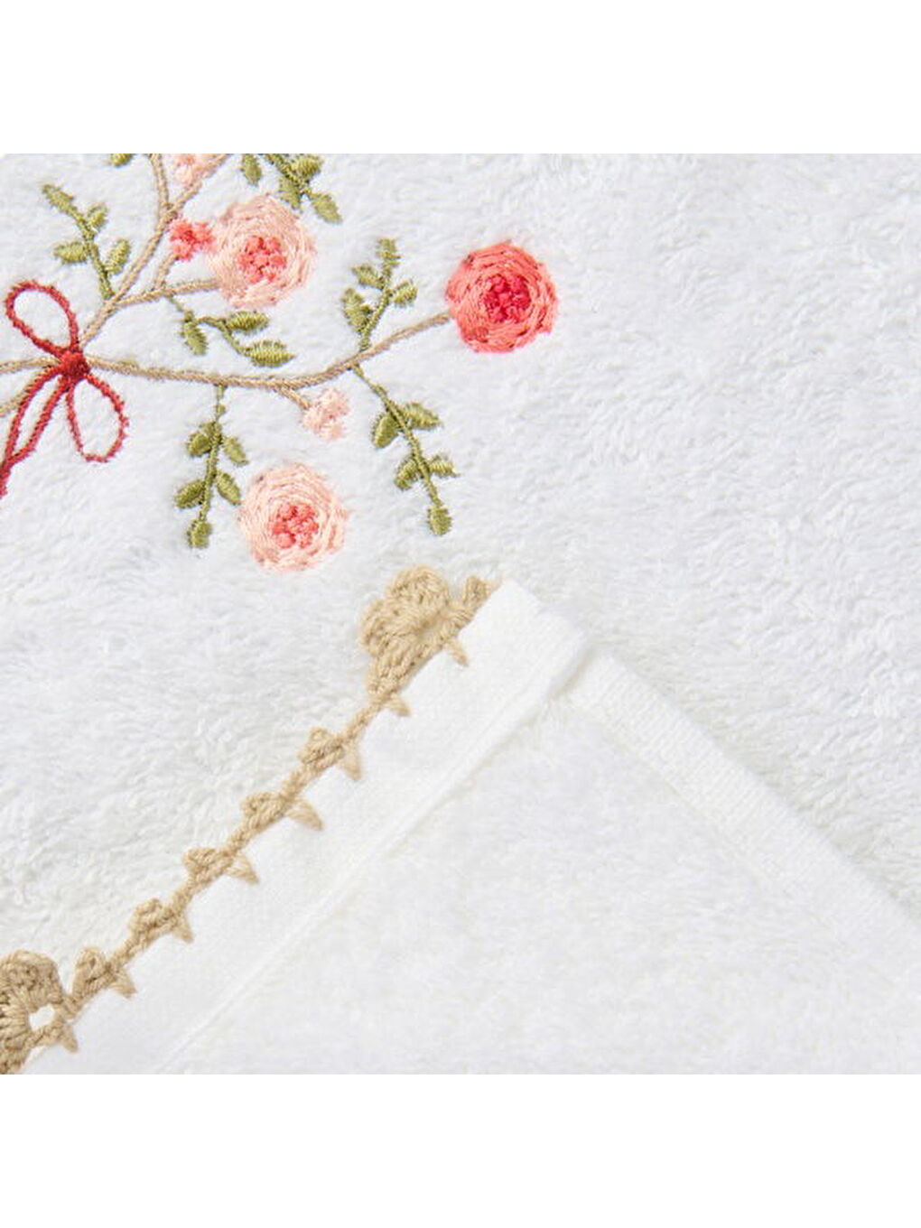 Soft Granny Summer Çiçek Nakışlı El Havlusu - Ekru - 30x50 cm-4