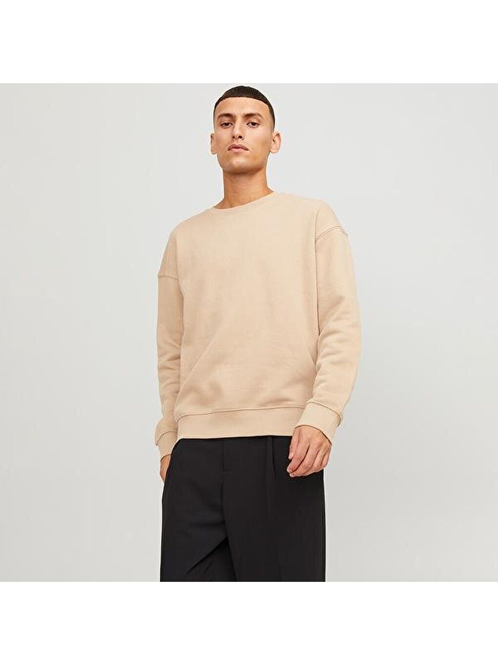 Jack&Jones Star Basic Erkek Bej Bisiklet Yaka Sweatshirt