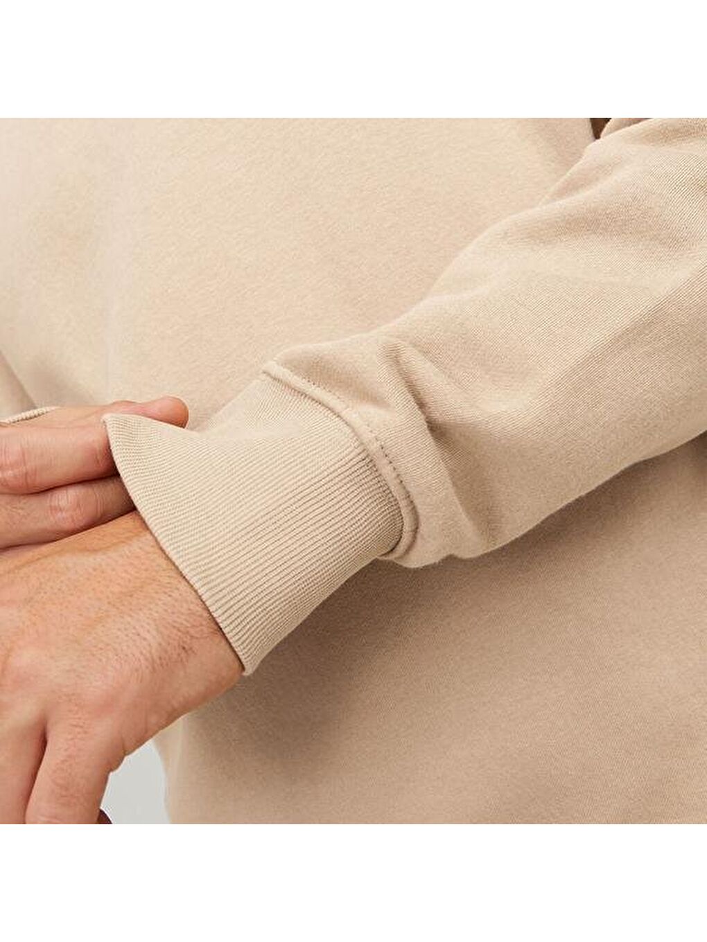 Jack&Jones Star Basic Erkek Bej Bisiklet Yaka Sweatshirt-3