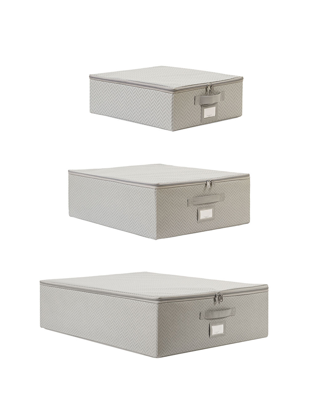 3'lü Gri Balıksırtı Destekli Hurç Set 31 x 38 x 12 + 45 x 55 x 18 + 55 x 70 x 18 cm-1