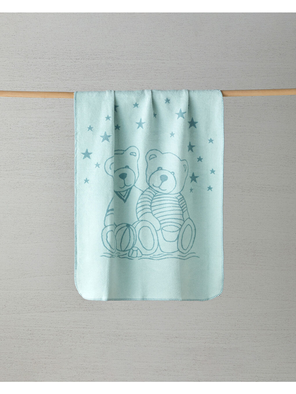 English Home Yeşil Glowing Bears Pamuklu Bebe Battaniye 100x120 cm Seledon