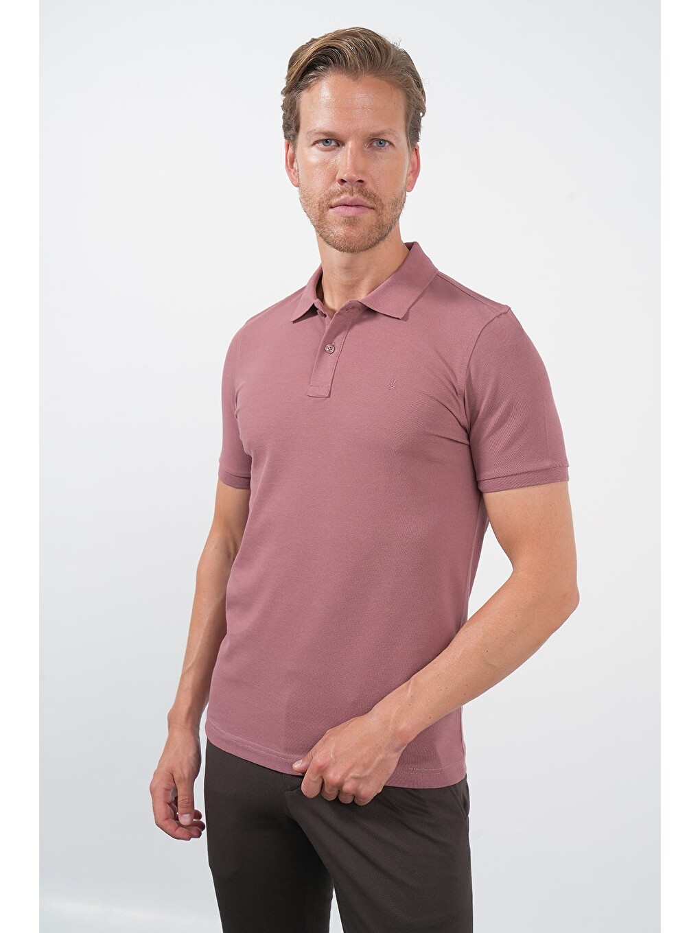 Pembe Polo Yaka Pike Kısa Kol Slim Fit Pamuklu Hediye Kutulu Tişört 1011260169-2