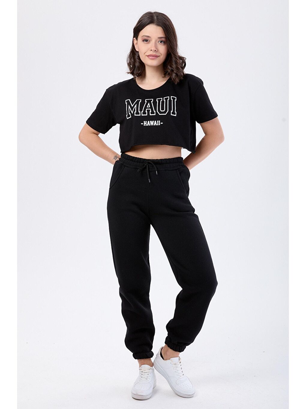 Orta Siyah Kadın Eşofman Altı - 24057