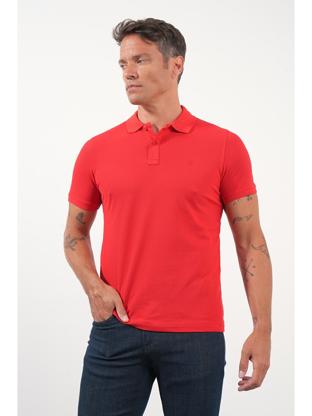 Kırmızı Polo Yaka Pike Kısa Kol Slim Fit Pamuklu Hediye Kutulu Tişört 1011260169
