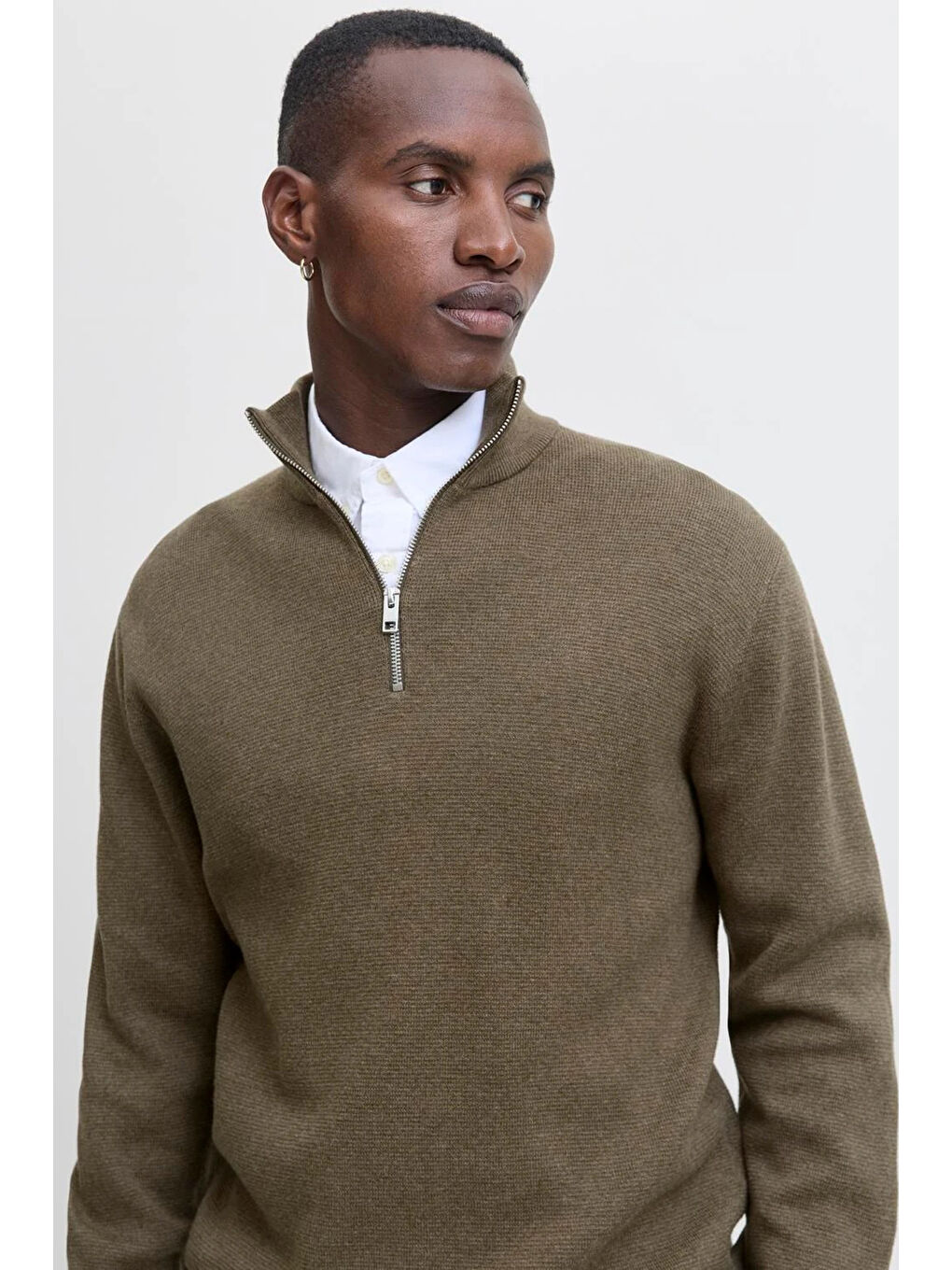 Yeşil Premium Jprccmılano% 100 Pamuk Relaxed Fit Dik Yaka Erkek Kazak 12259664-1