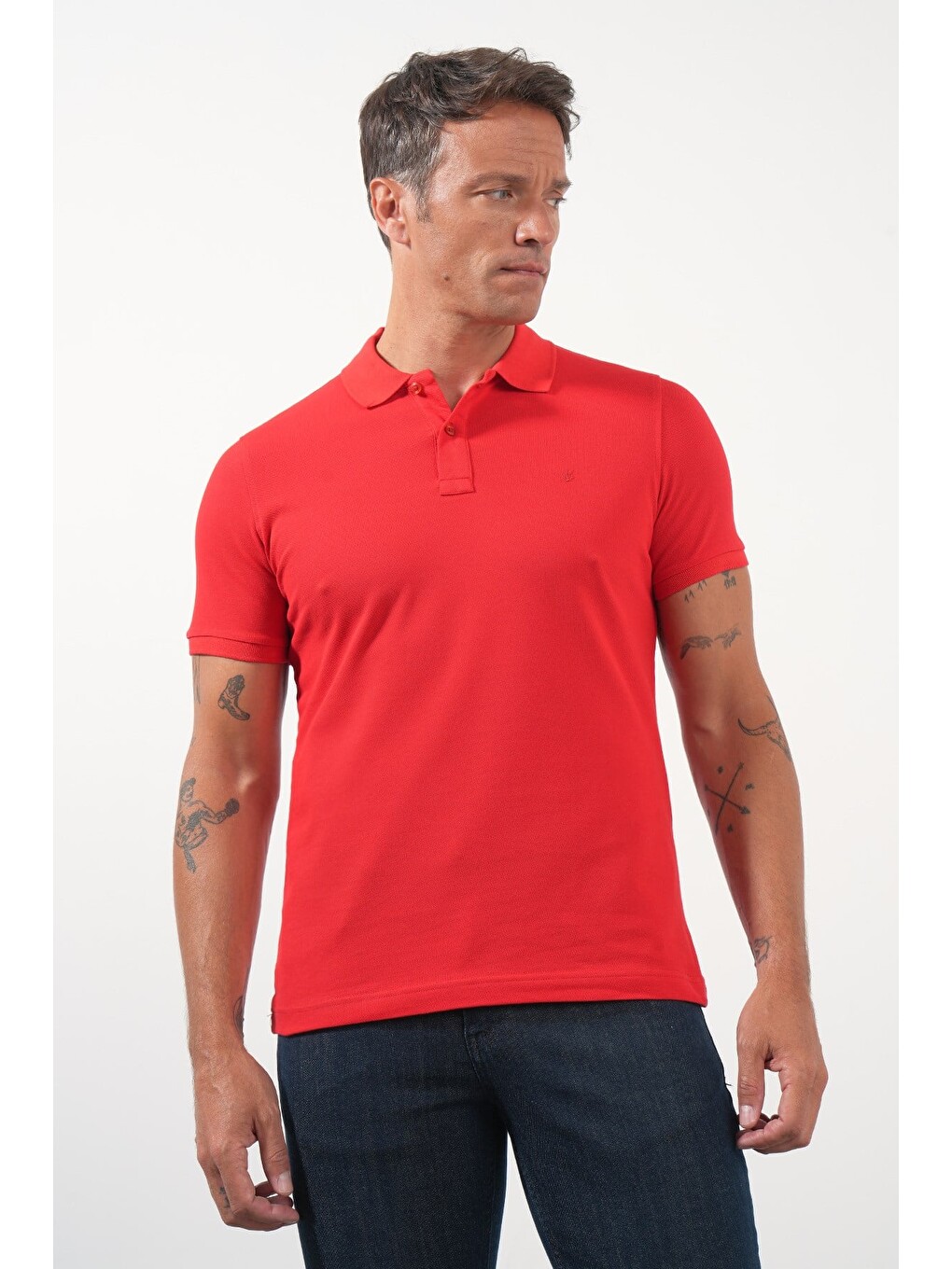 Kırmızı Polo Yaka Pike Kısa Kol Slim Fit Pamuklu Hediye Kutulu Tişört 1011260169-2