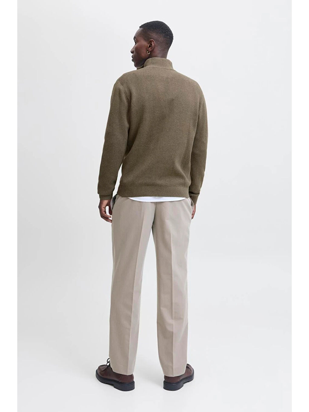 Yeşil Premium Jprccmılano% 100 Pamuk Relaxed Fit Dik Yaka Erkek Kazak 12259664-2