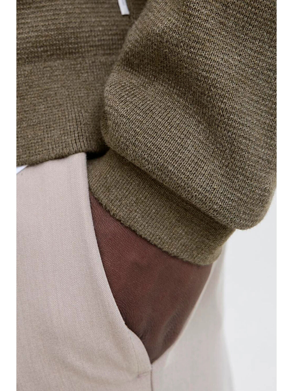 Yeşil Premium Jprccmılano% 100 Pamuk Relaxed Fit Dik Yaka Erkek Kazak 12259664-4