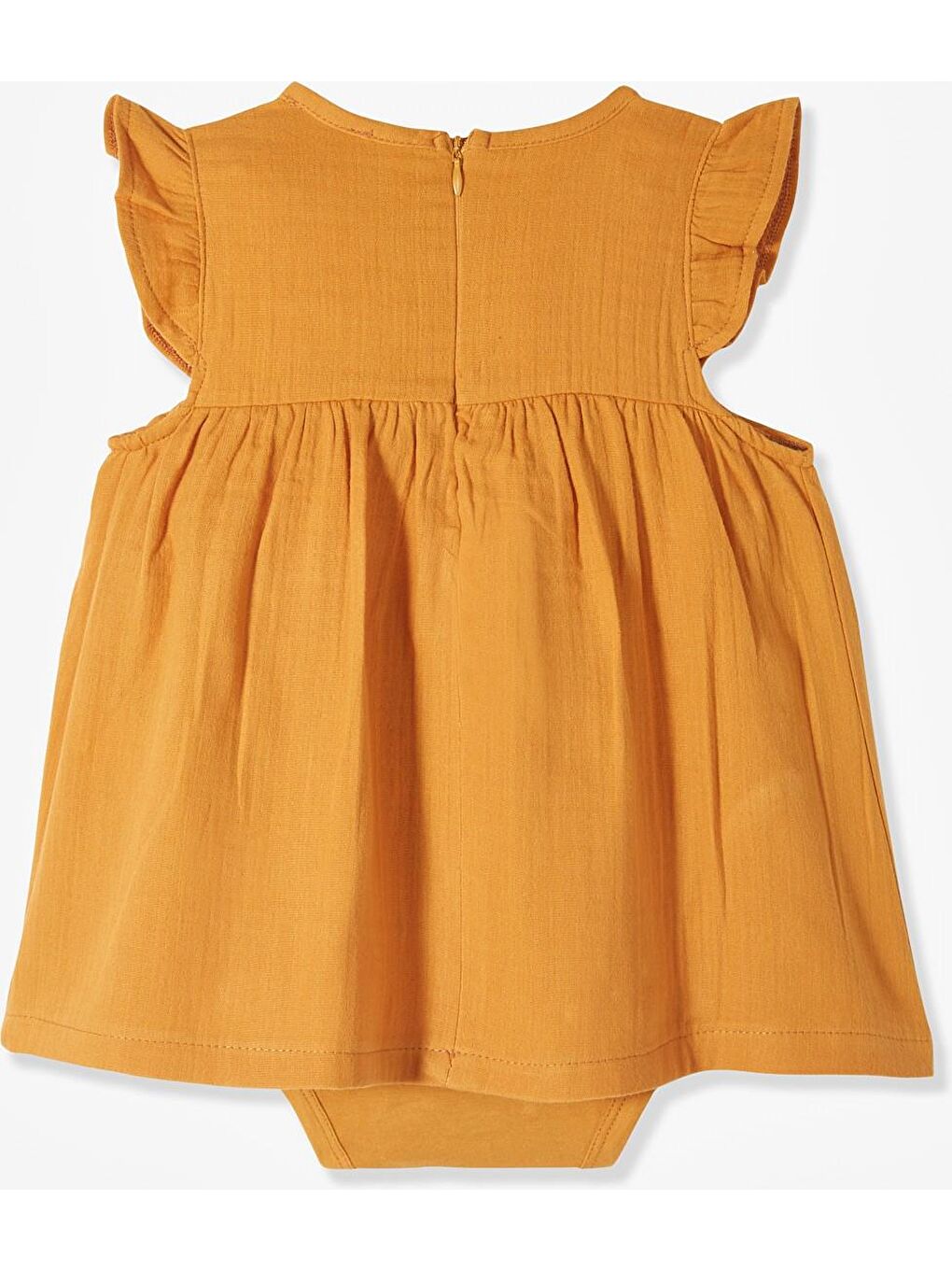 Kahverengi Kız Bebek Müslin Elbise-1