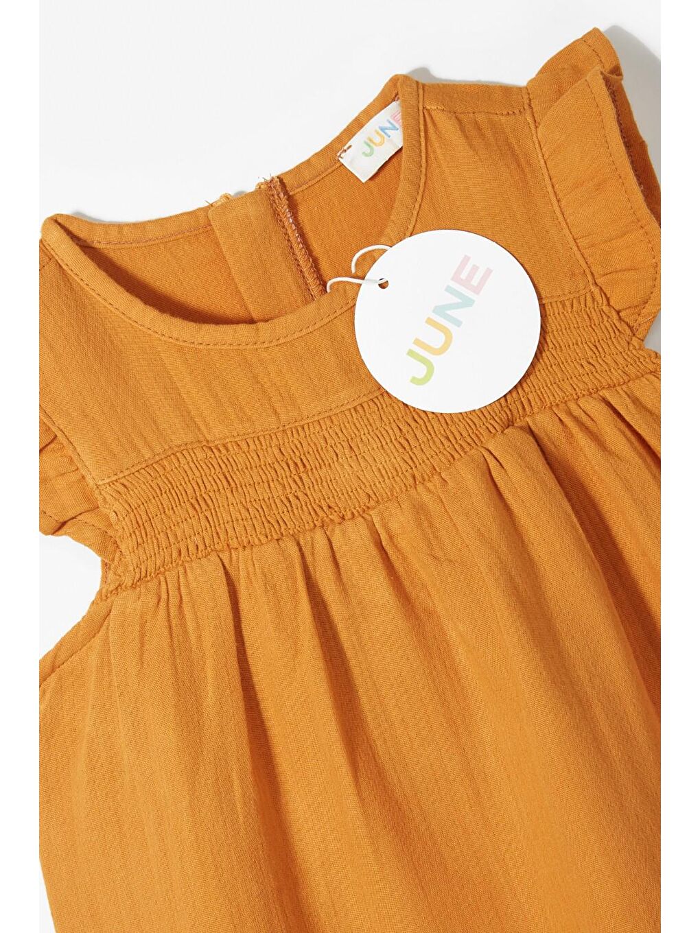 Kahverengi Kız Bebek Müslin Elbise-3