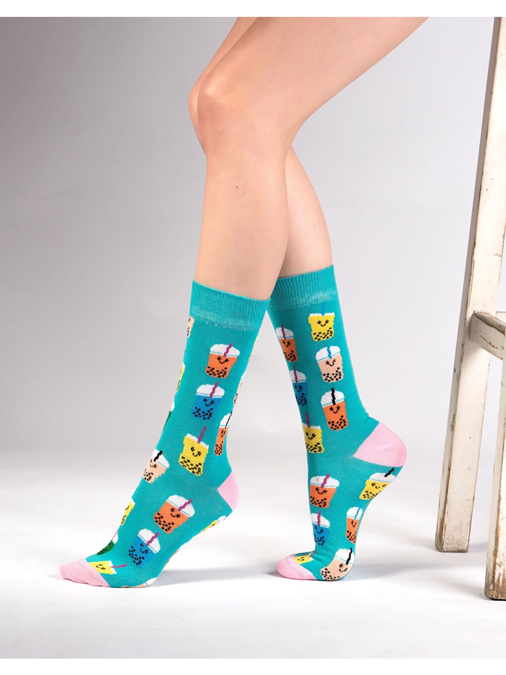 Karışık 6 Çift Organik Pamuklu Dikişsiz Kadın Çok Renkli Desenli Çorap-6