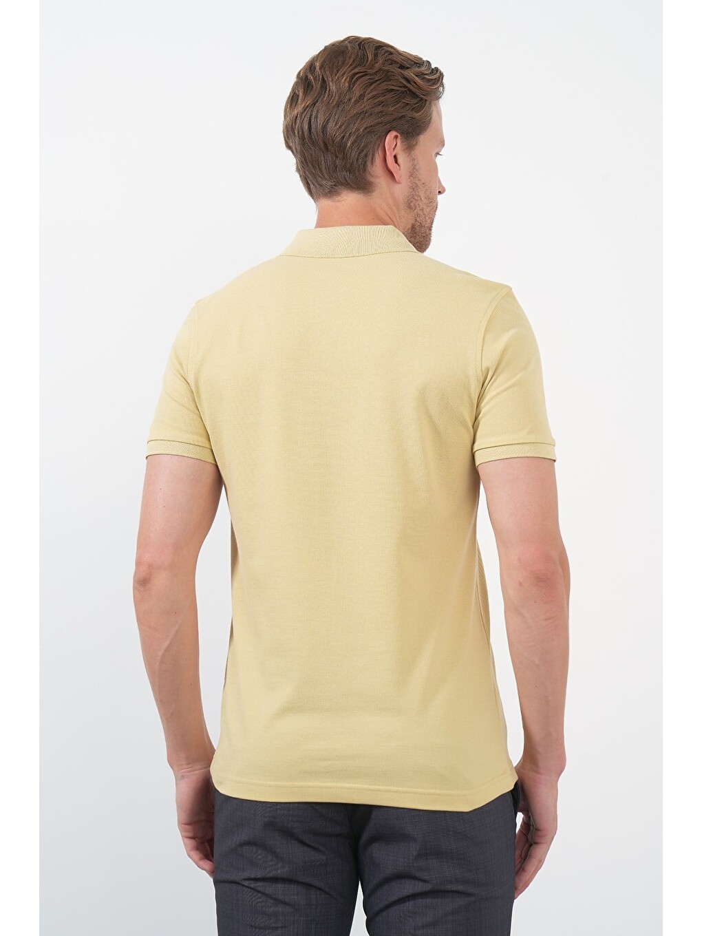 Sarı Polo Yaka Pike Kısa Kol Slim Fit Pamuklu Hediye Kutulu Tişört 1011260169-5