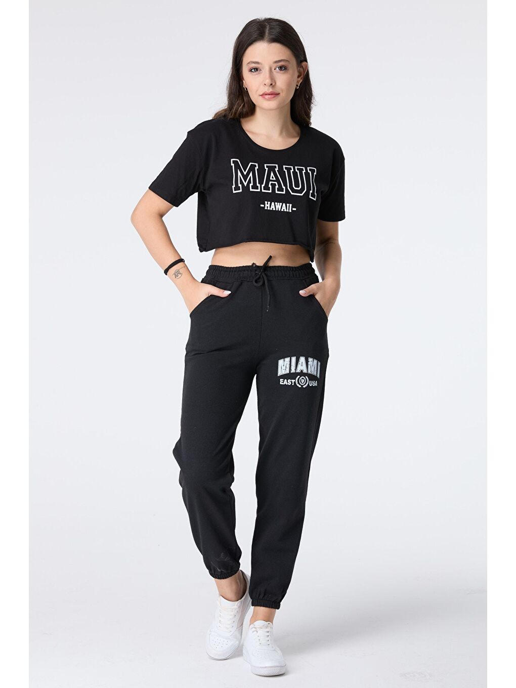 Orta Siyah Kadın Eşofman Altı - 23470