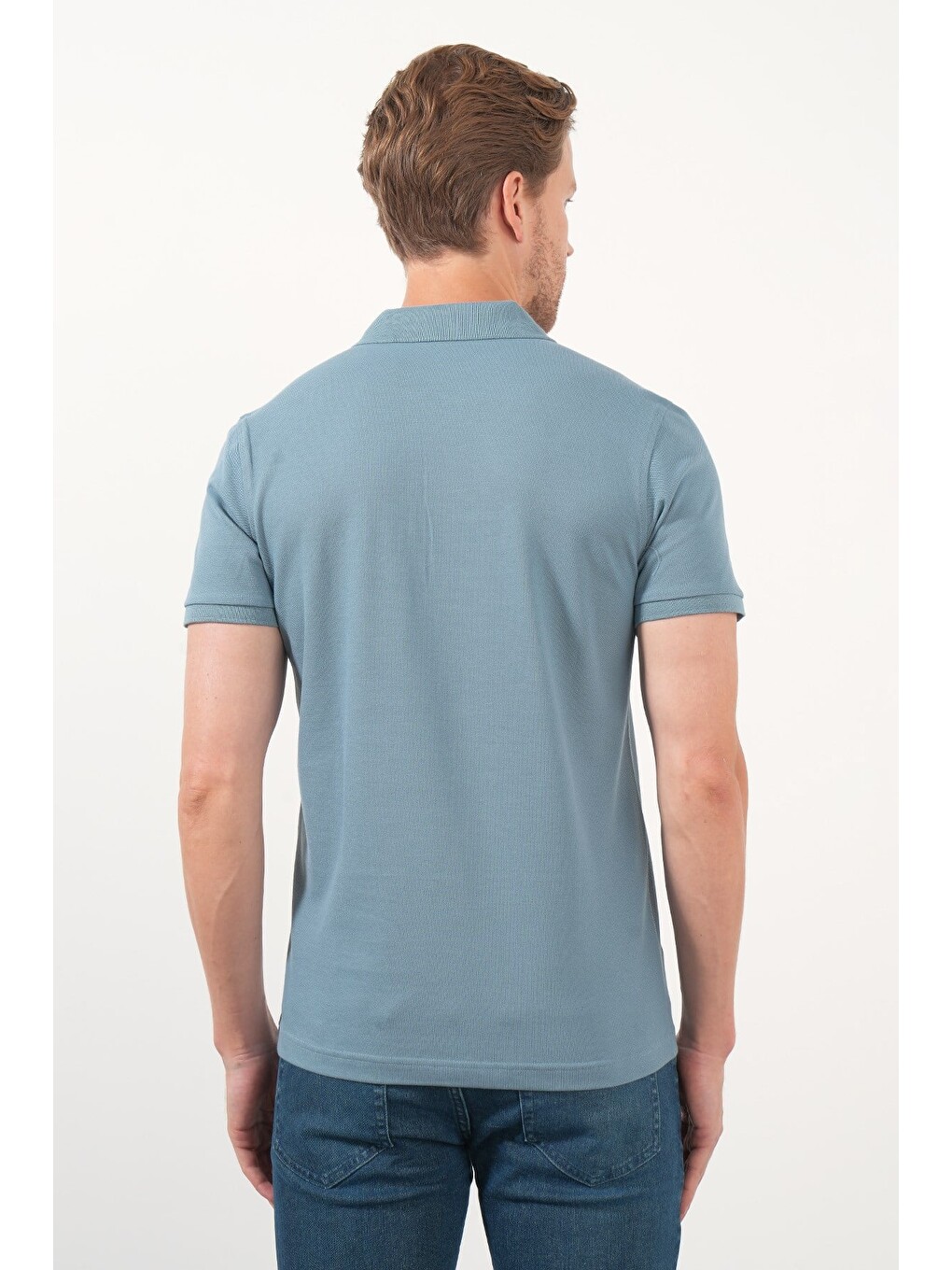 Mavi Polo Yaka Pike Kısa Kol Slim Fit Pamuklu Hediye Kutulu Tişört 1011260169-5