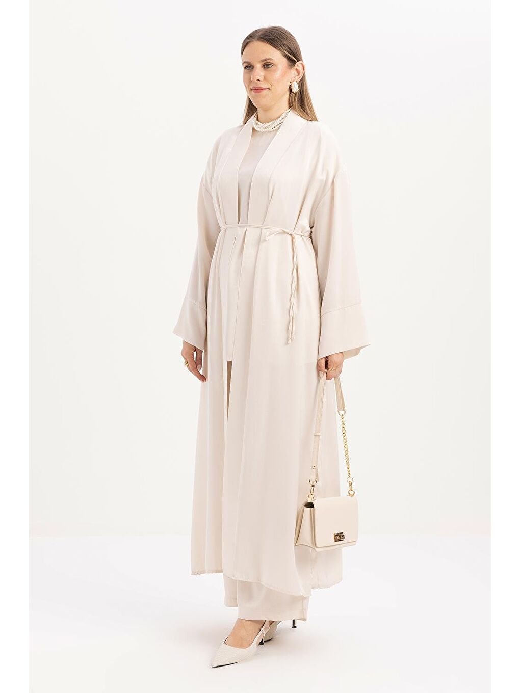 Beyaz Kemik-Bel Kuşaklı Abayalı Takım-2