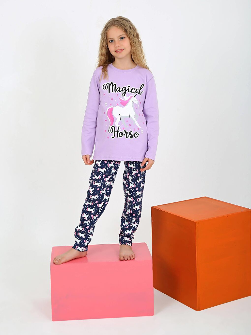 Vitmo Lila Kız Çocuk Uzun Kollu %100 Pamuklu Pijama Takımı Magical Horse - 2