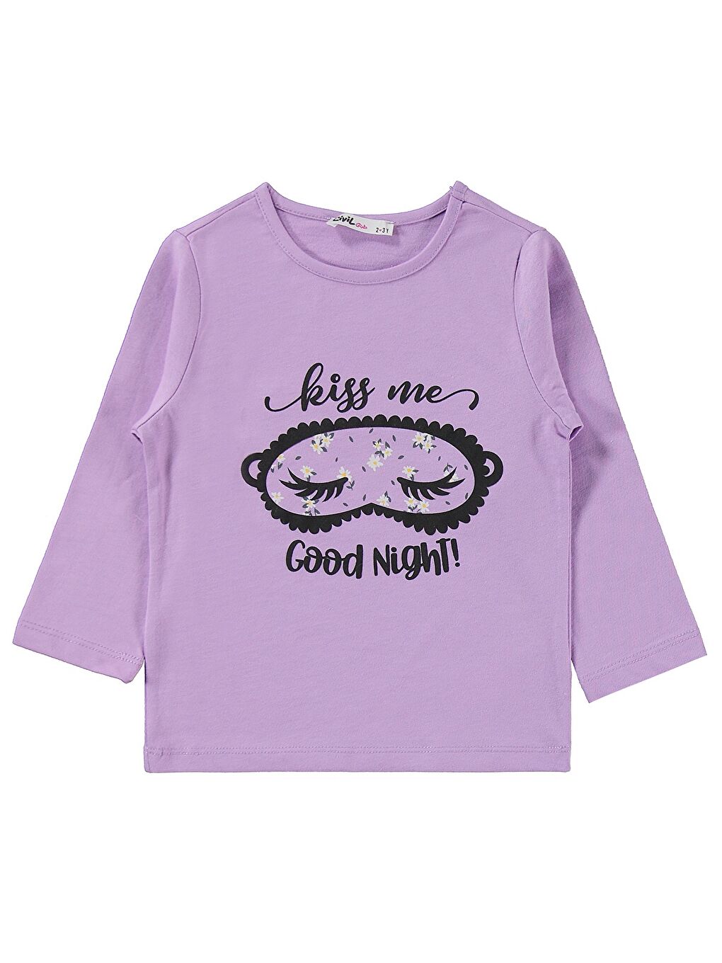 Girls Çiçek Desenli 2-5 Yaş Pijama Takımı - Lila-1