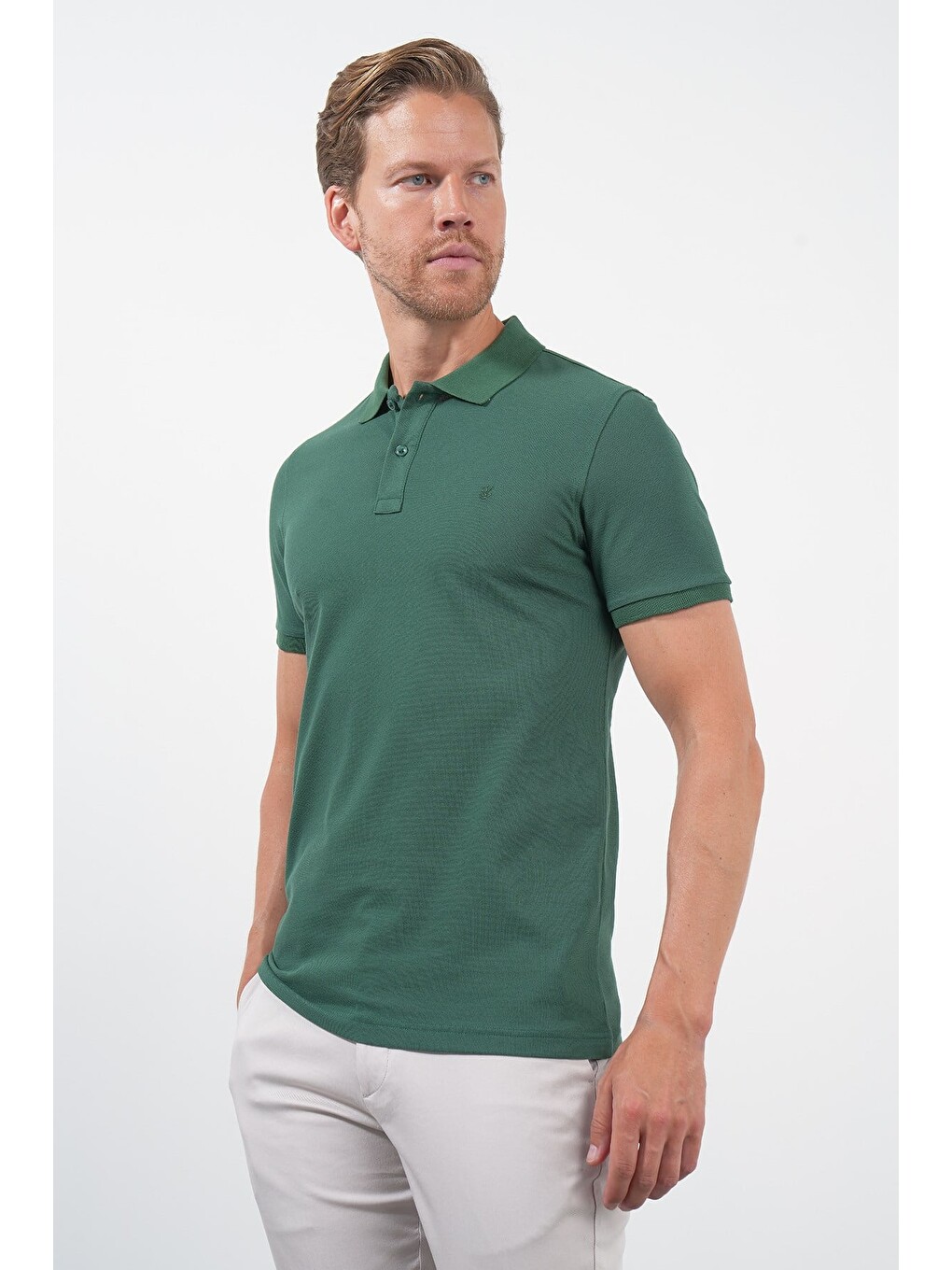 Yeşil Polo Yaka Pike Kısa Kol Slim Fit Pamuklu Hediye Kutulu Tişört 1011260169-2