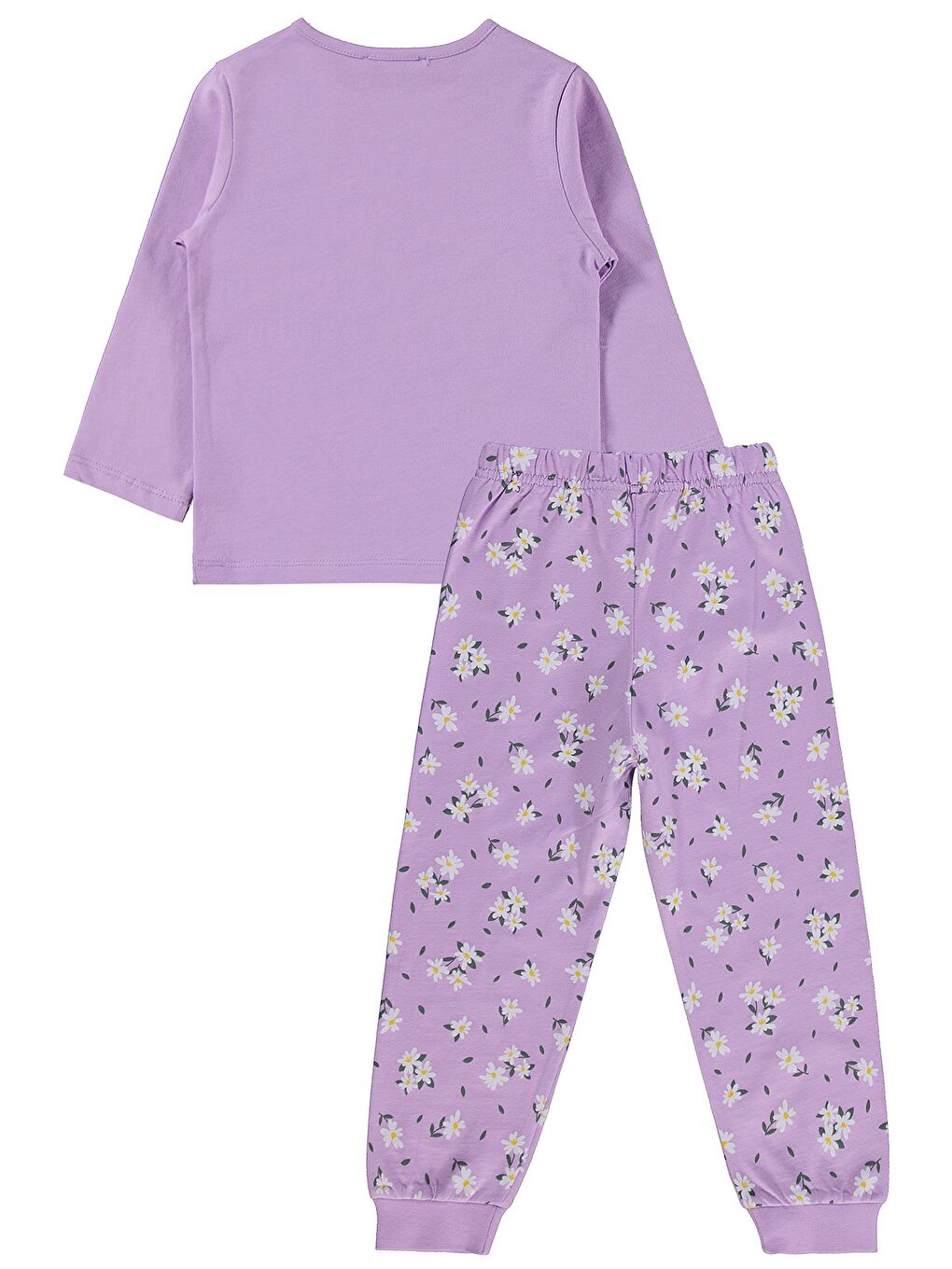 Girls Çiçek Desenli 2-5 Yaş Pijama Takımı - Lila-2
