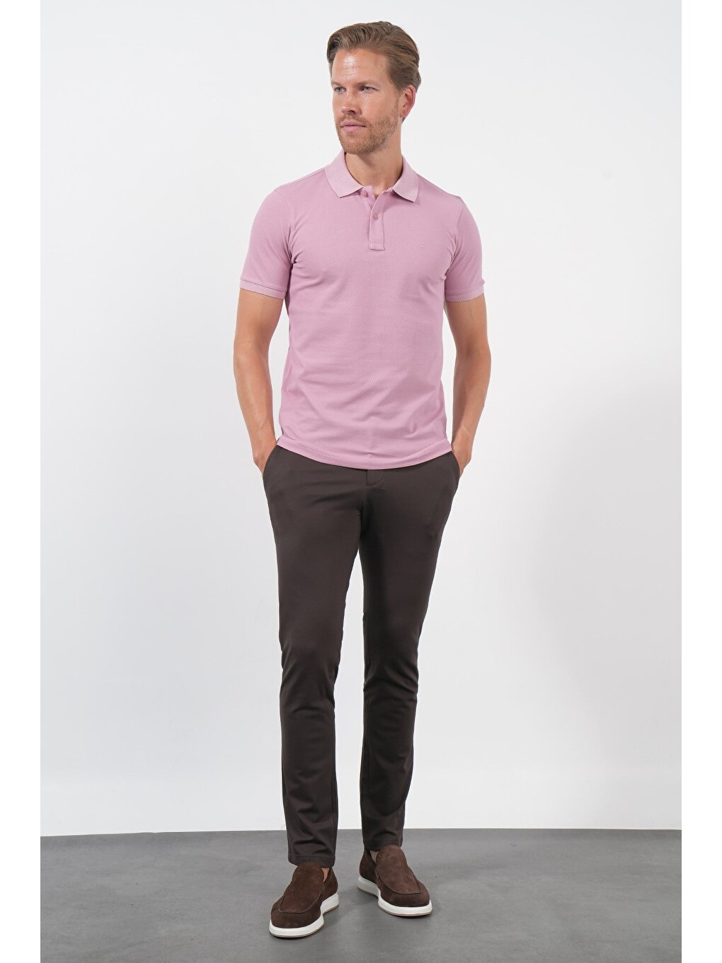 Mor Polo Yaka Pike Kısa Kol Slim Fit Pamuklu Hediye Kutulu Tişört 1011260169-1
